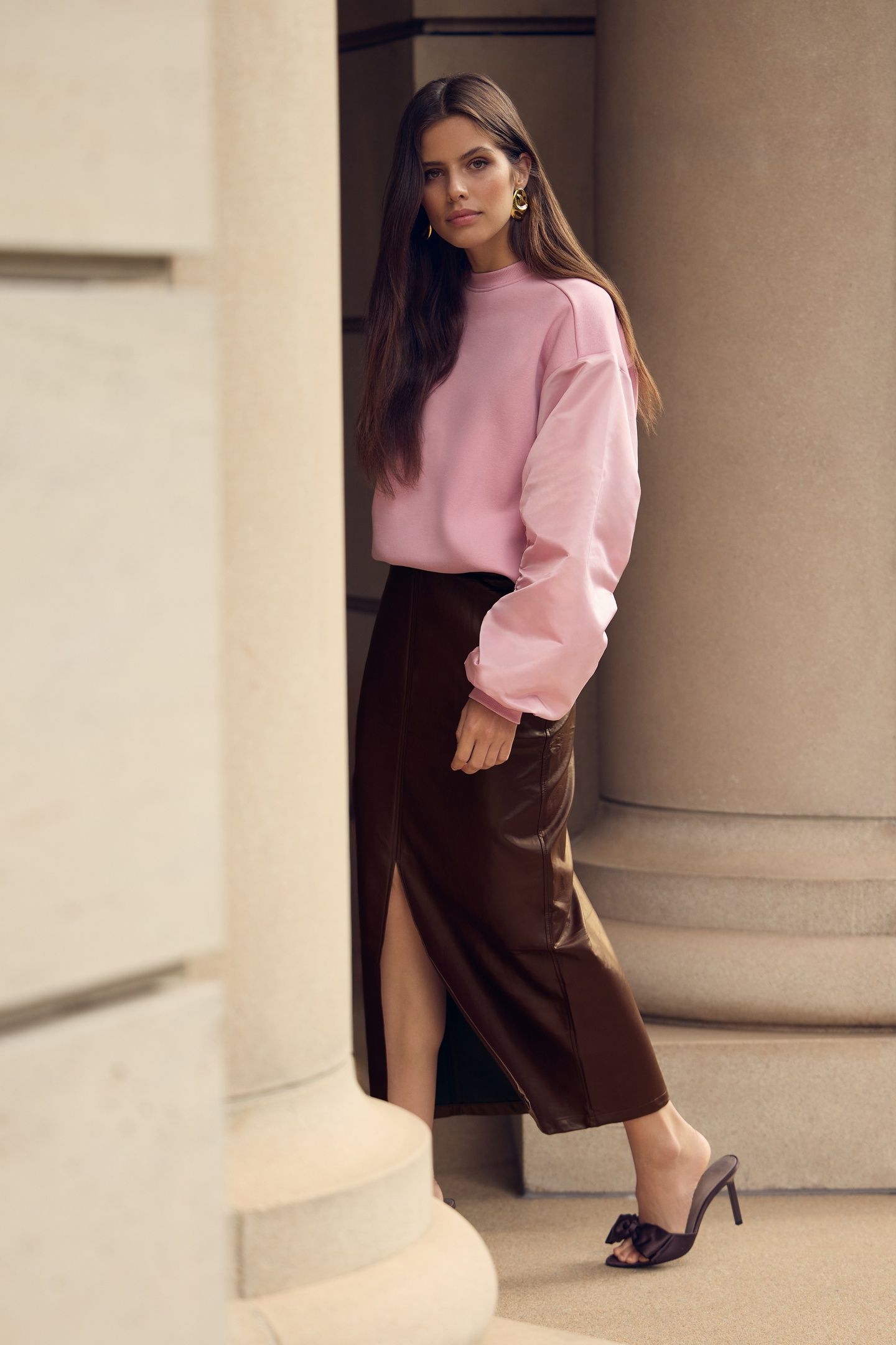 LA-SBVEGAN LEATHER SKIRT DARKRED 7