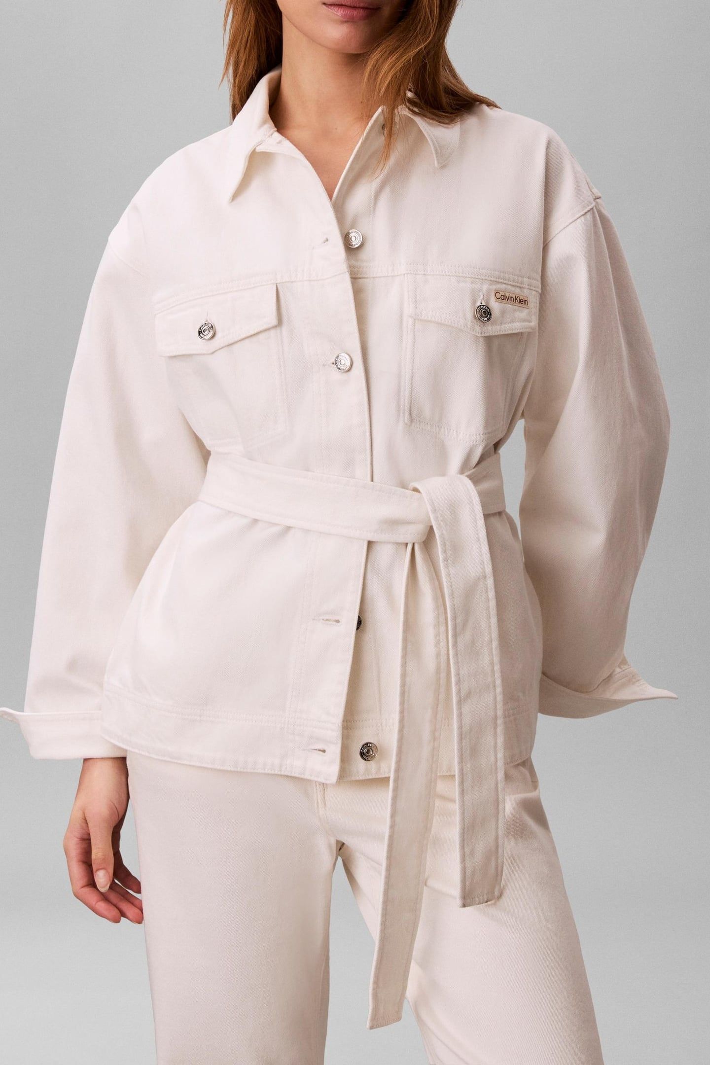 WASHED COTTON CINCHED JACKET CHALK WHITE 1