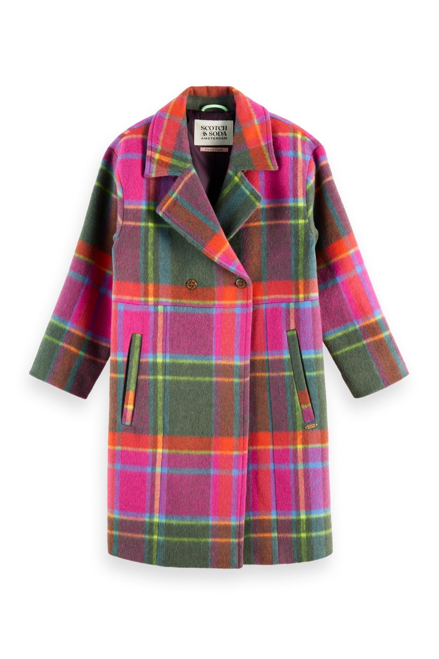GIRLS OVERSIZED RAINBOW WOOL COAT RAINBOW CHECK 1