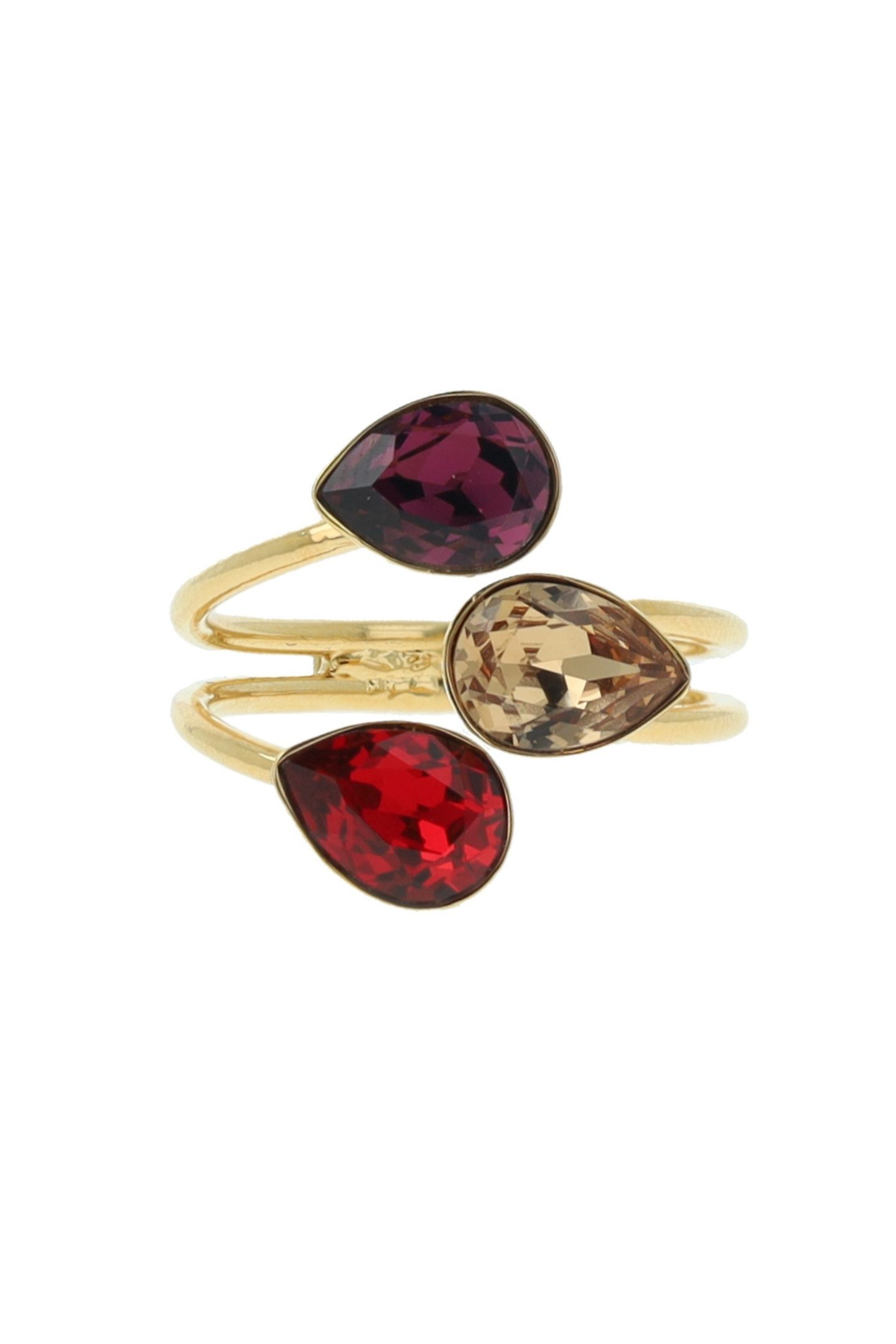 TRIPLE LEAF RING AMETHYST RED, GOLD 1