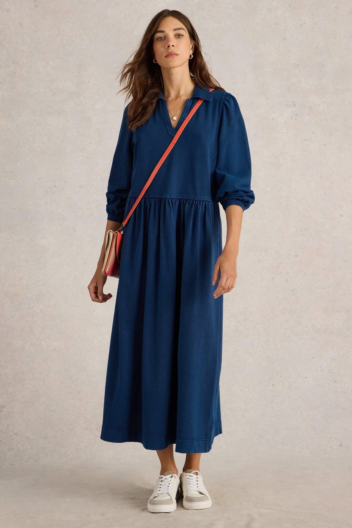 REN DENIM JERSEY DRESS DARK DENIM 1