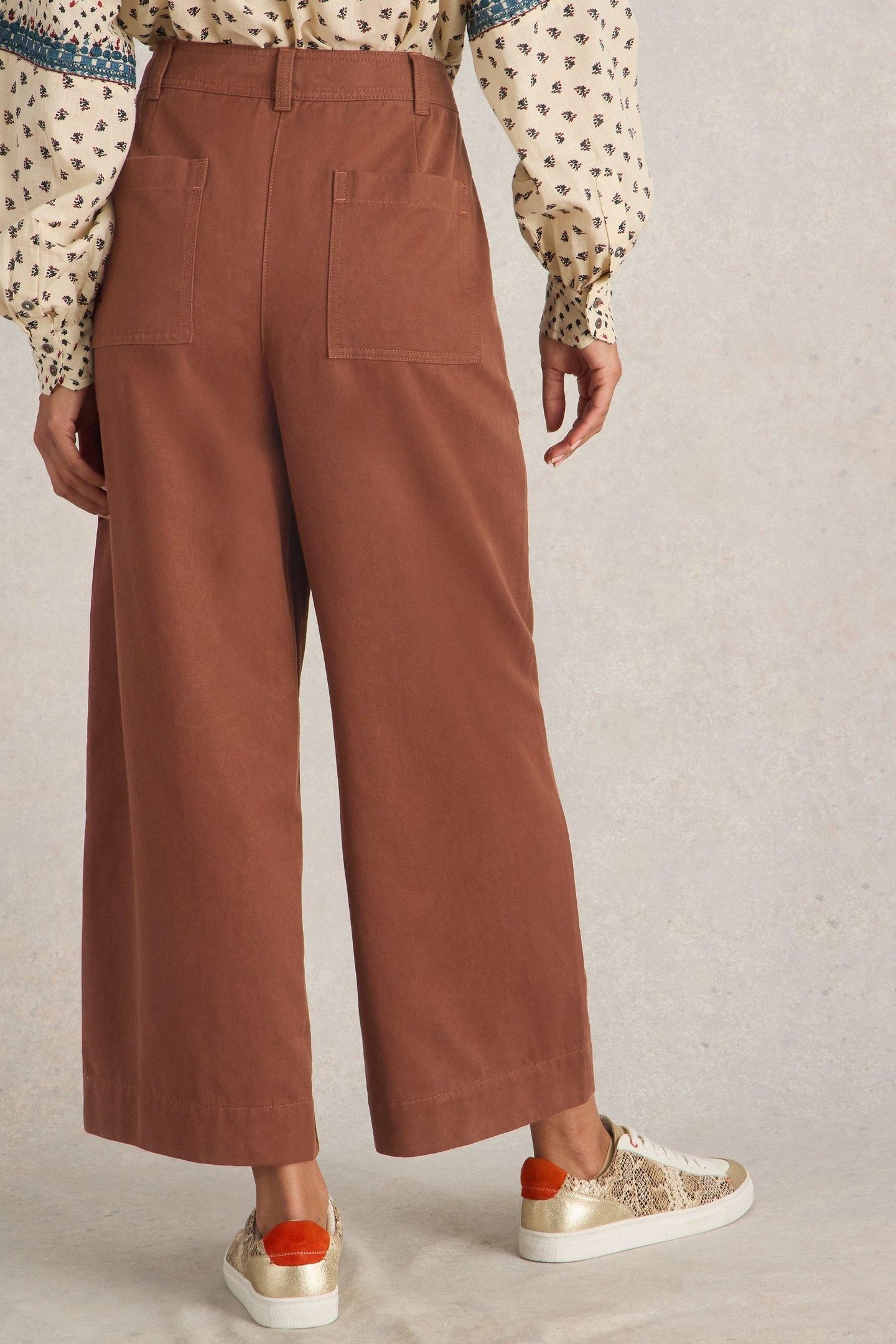 ROMY WIDE LEG CROPPED TROUSER DARK TAN 4