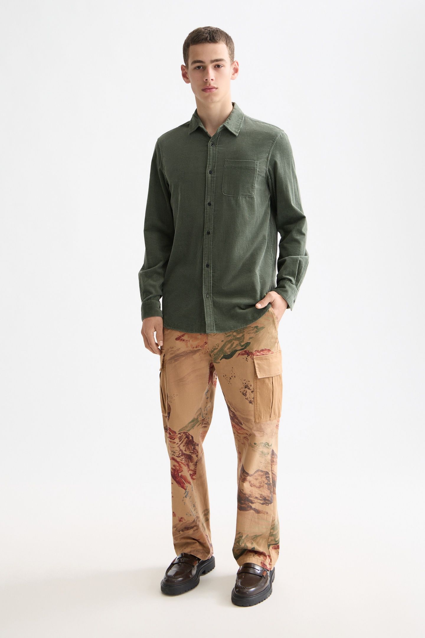 REGULAR-FIT CORDUROY SHIRT THYME 2