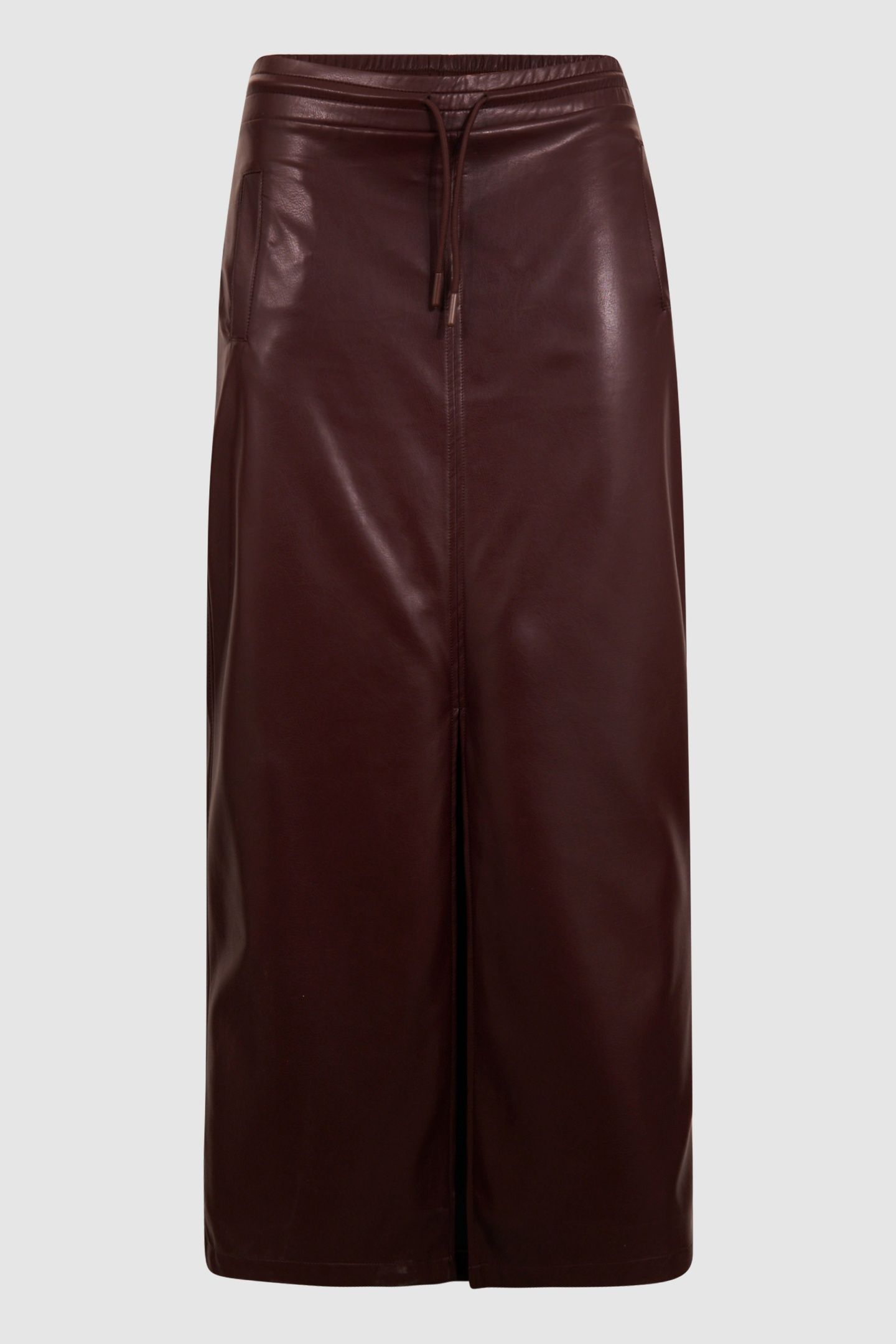 LA-SBVEGAN LEATHER SKIRT DARKRED 3