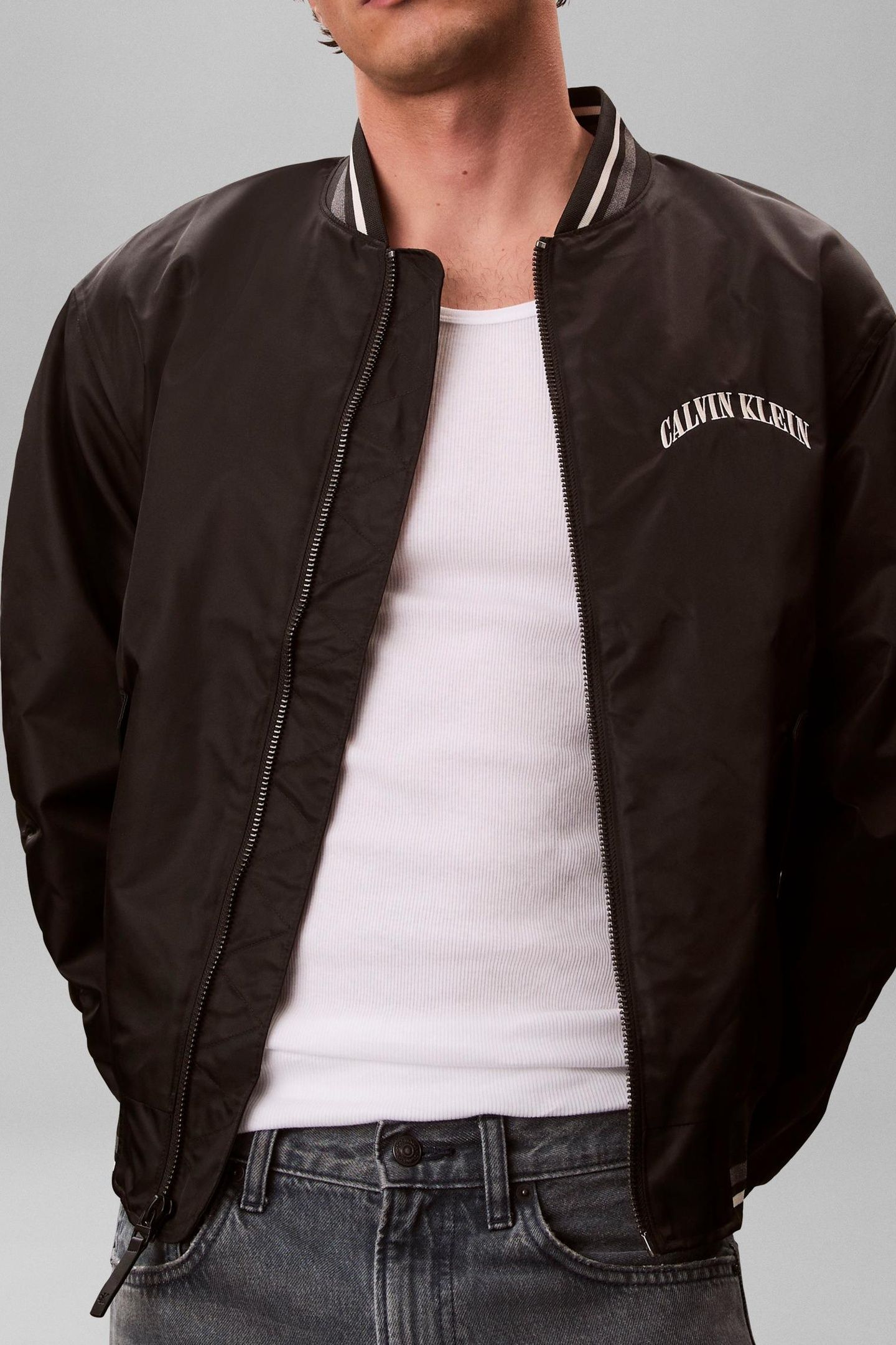 LONG SLEEVE UNFILLED NYLON TRACK JACKET BLACK 2
