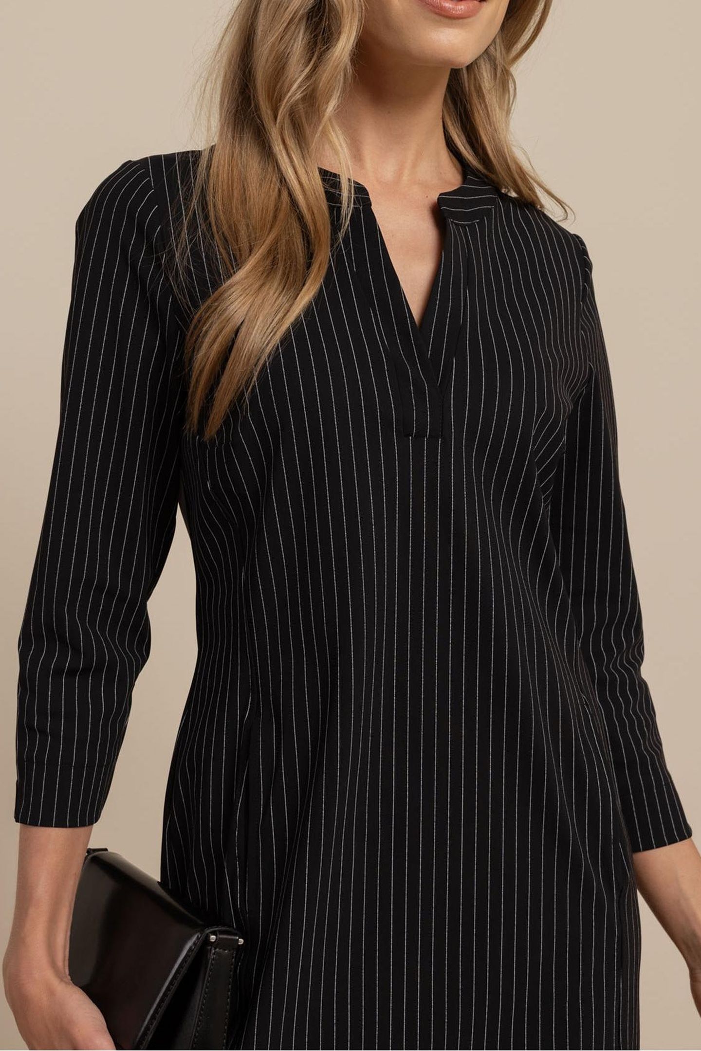 SIMPLICITY PINSTRIPE DRESS BLACK/OFF WHITE 2