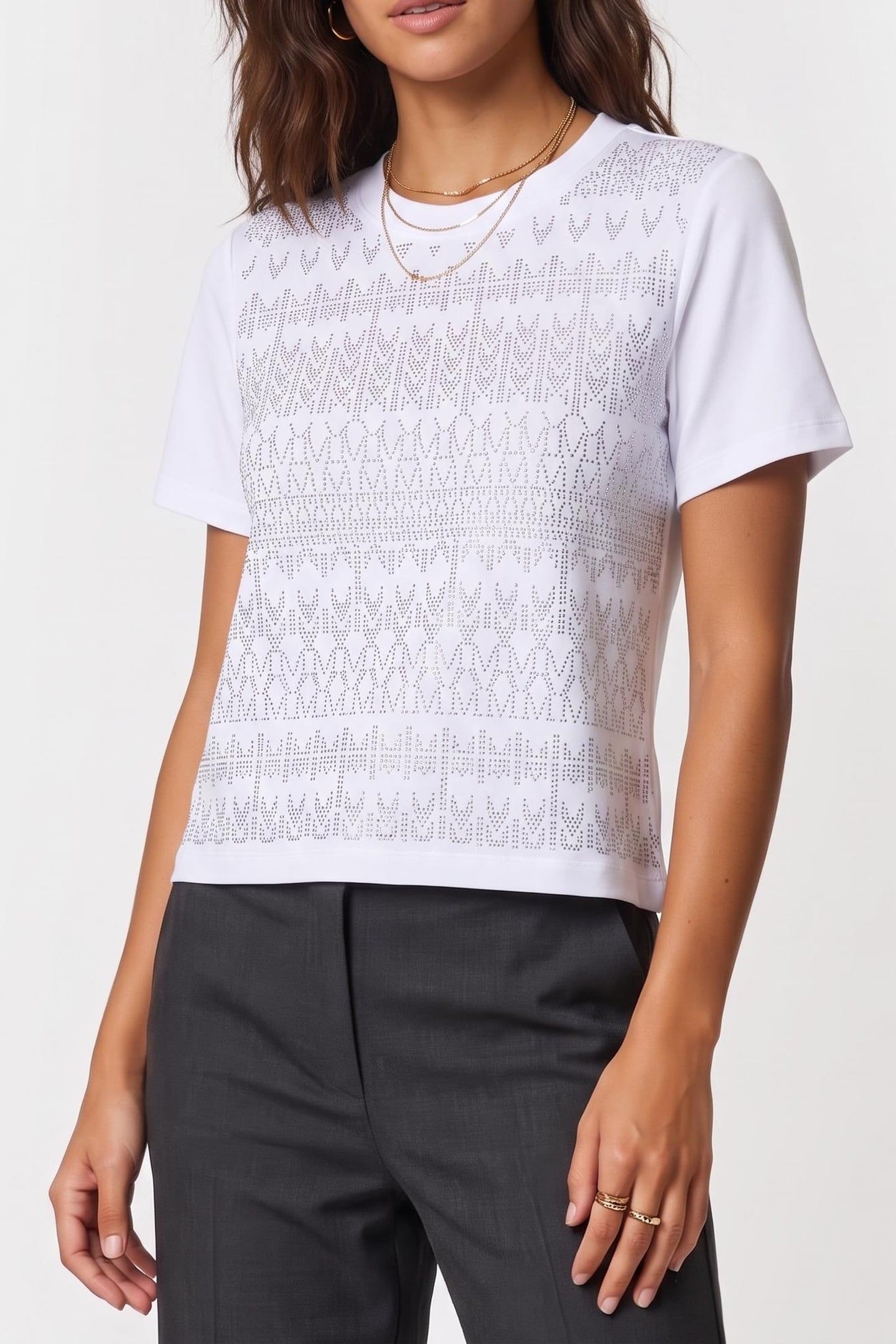 ANNA SS ROUND NECK T TRUE WHITE A000 1