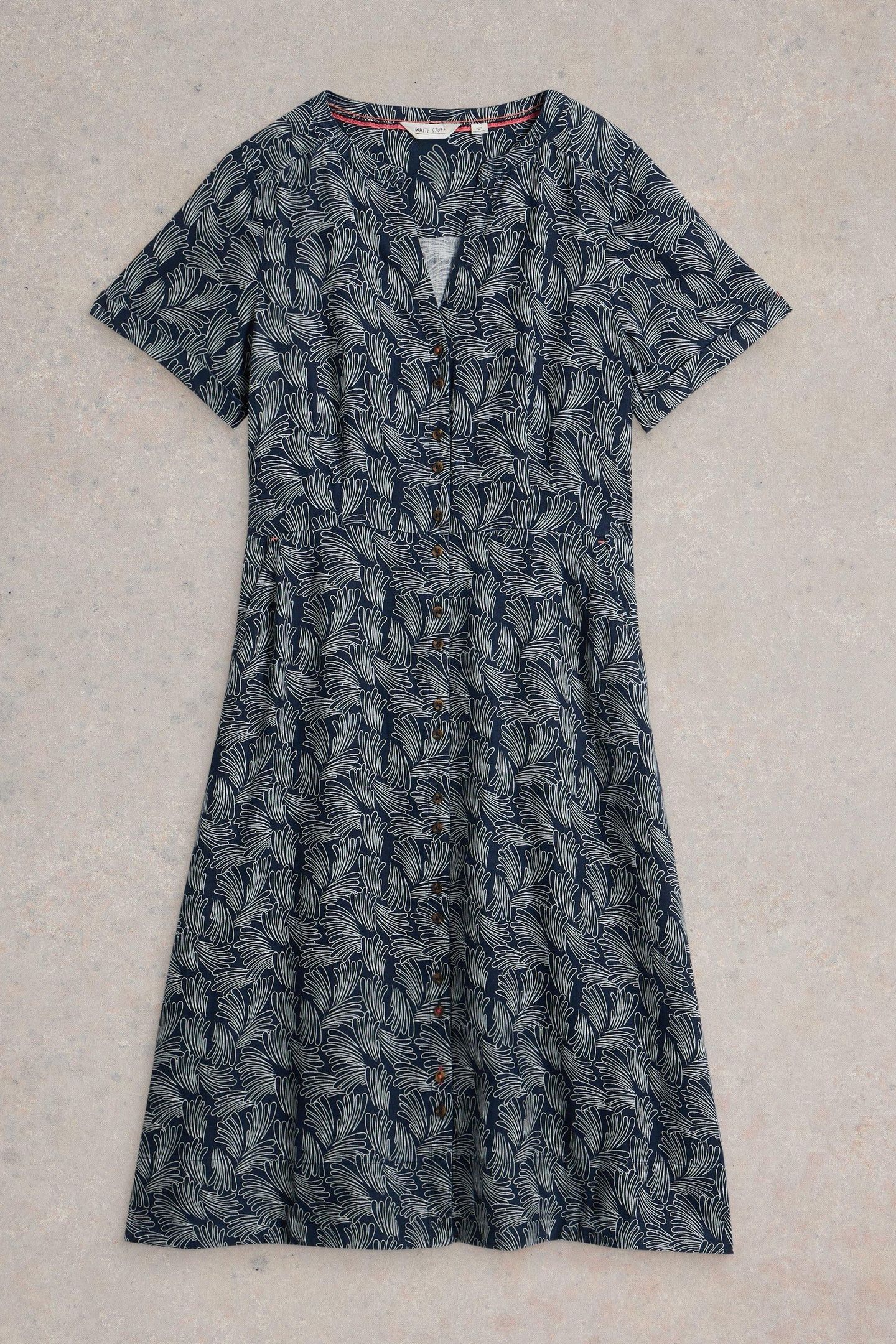 IRIS LINEN DRESS NAVY PRINT 4