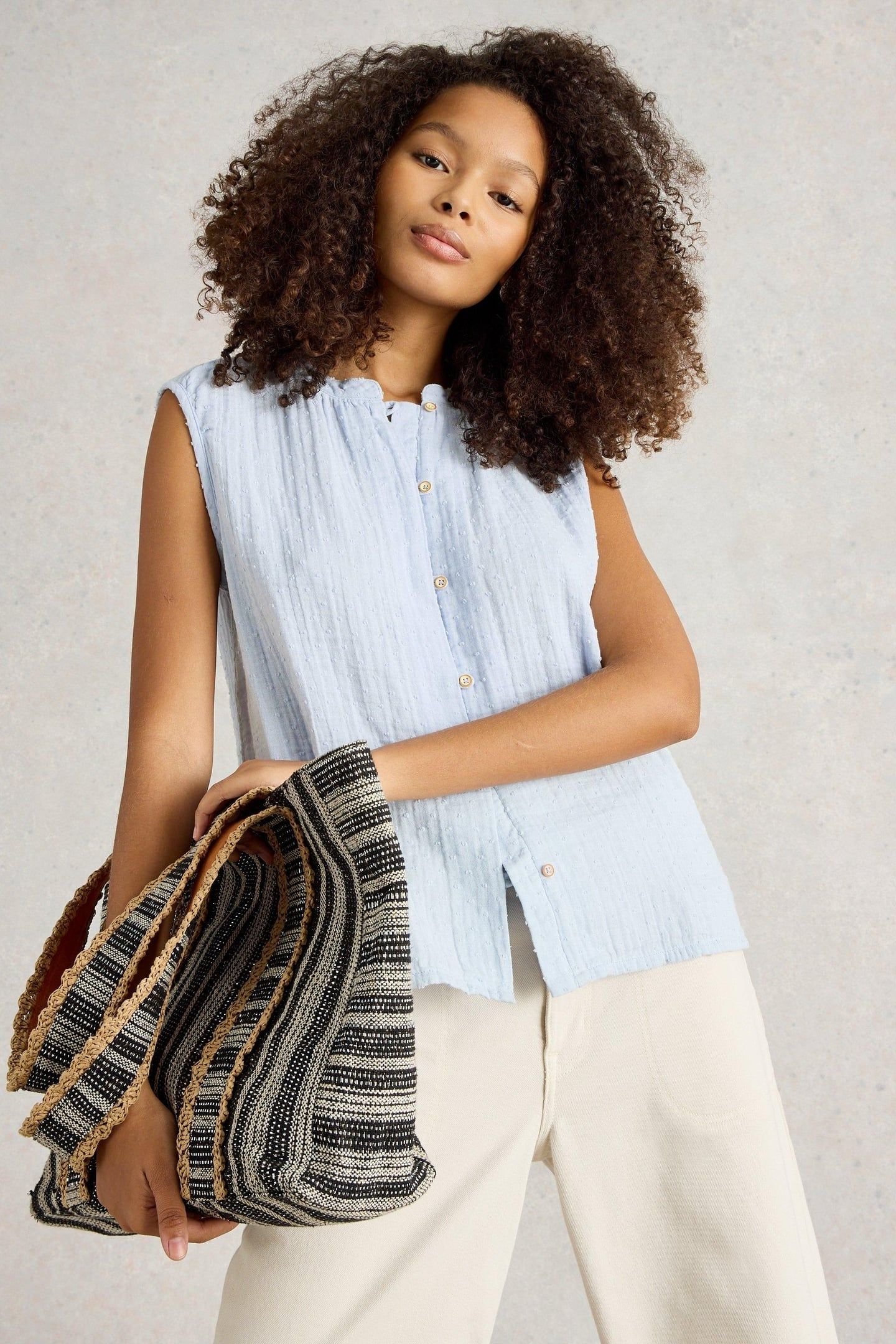 YASMIN DOUBLE CLOTH VEST LIGHT BLUE 1