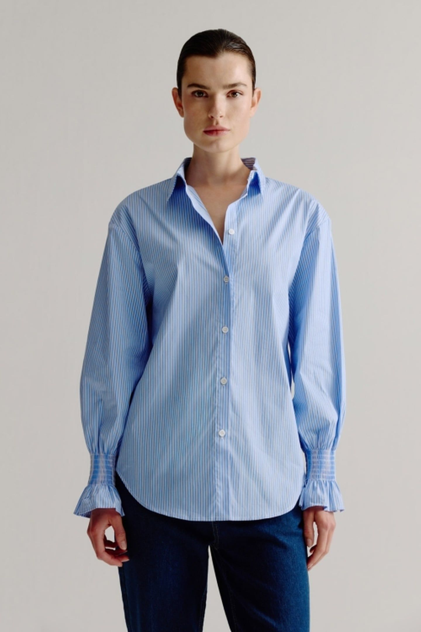 LEONTIEN BLOUSE LIGHT BLUE STRIPE 2