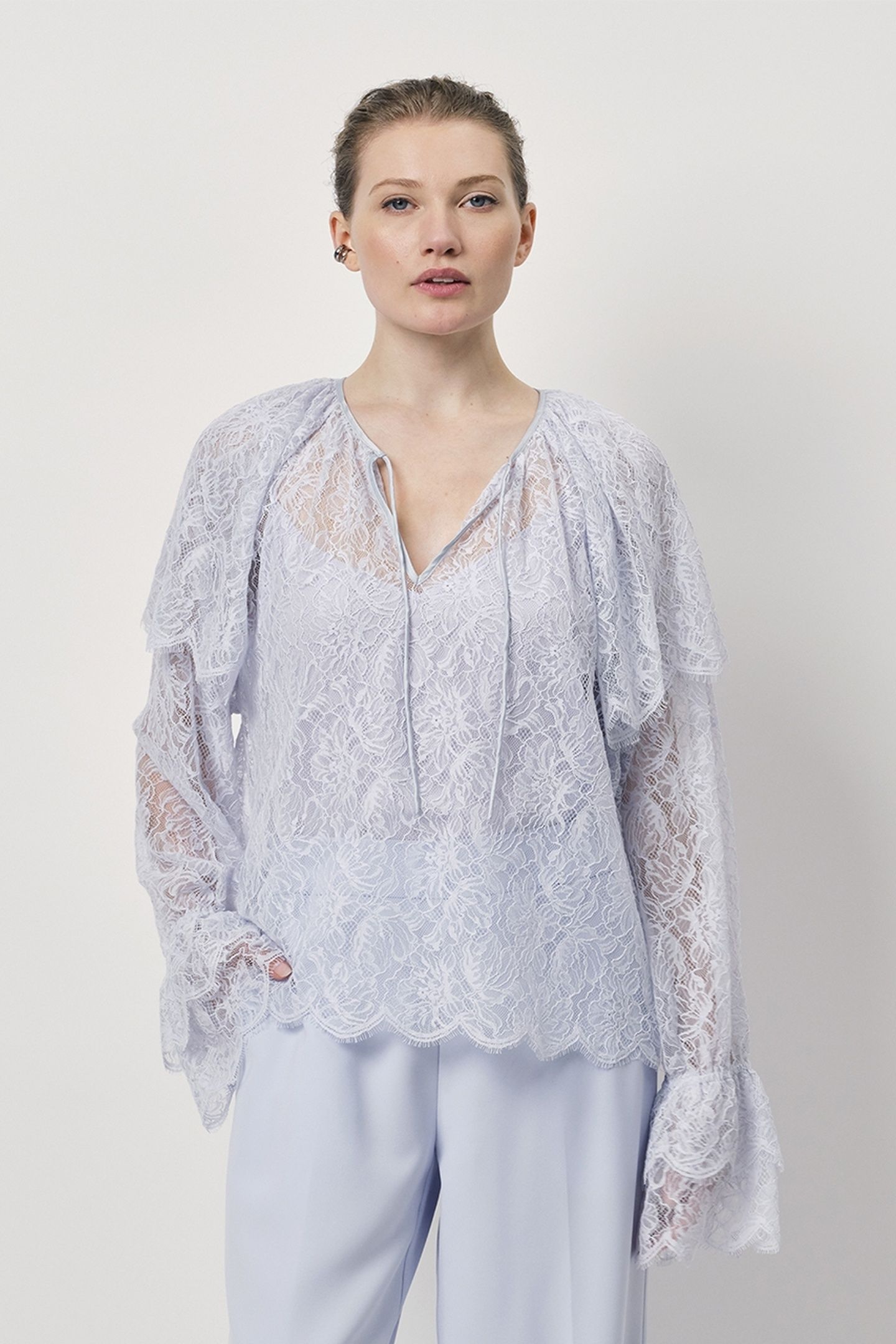 ZILAN BOHO DETAILED LACE TOP CRYSTAL BLUE 3