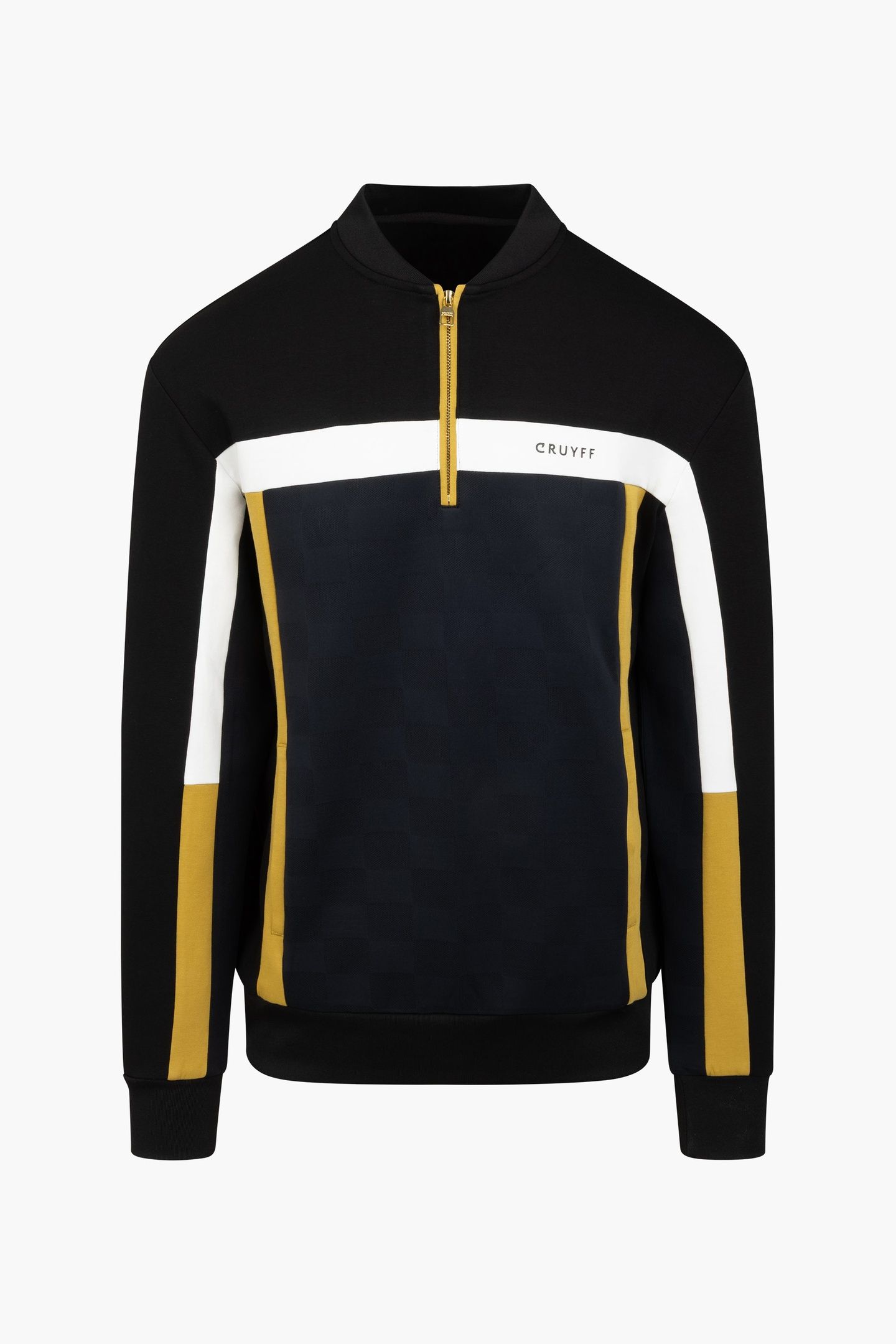 CHECK HALF ZIP BLACK/GOLD 1