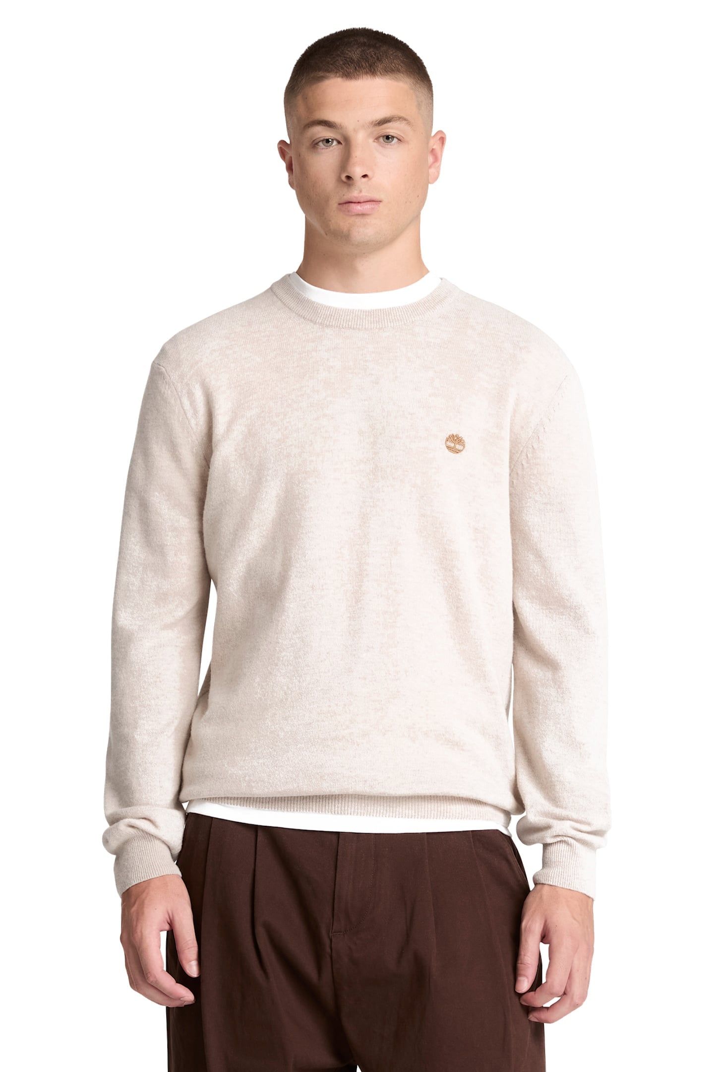 JAFFREY WOOL CREWNECK SWEATER LIGHT OATMEAL HEATHER 1