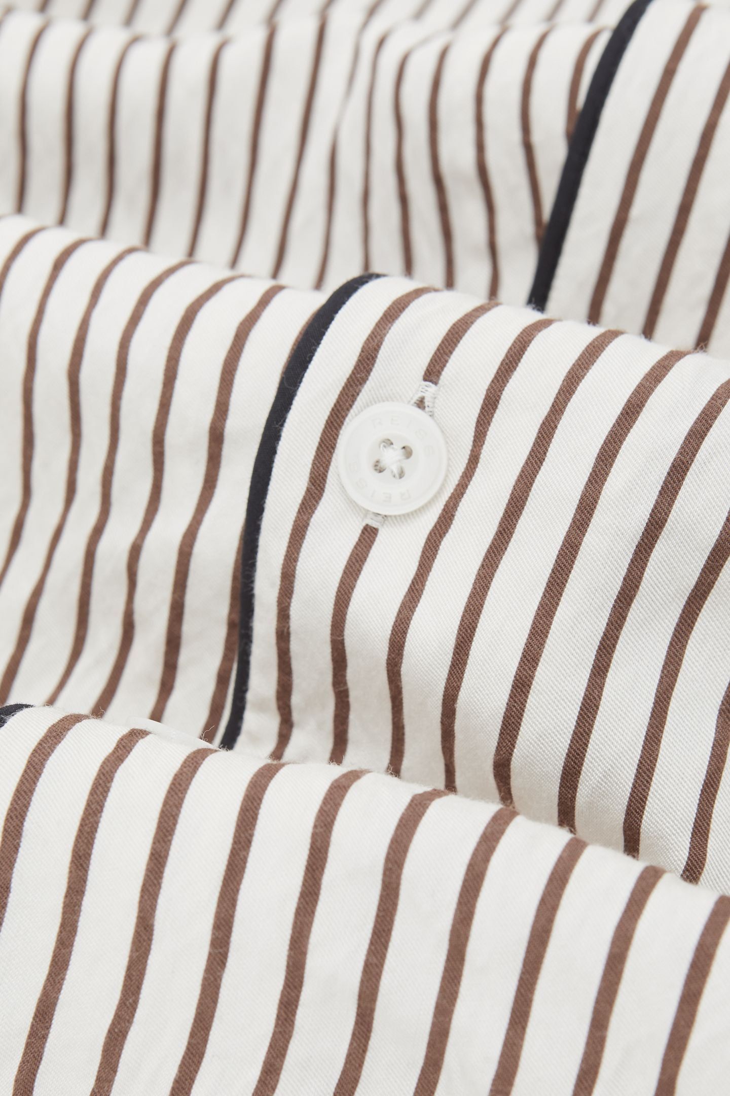 LS PINSTRIPE PIPED CUBAN SHIRT WHITE/BROWN 7