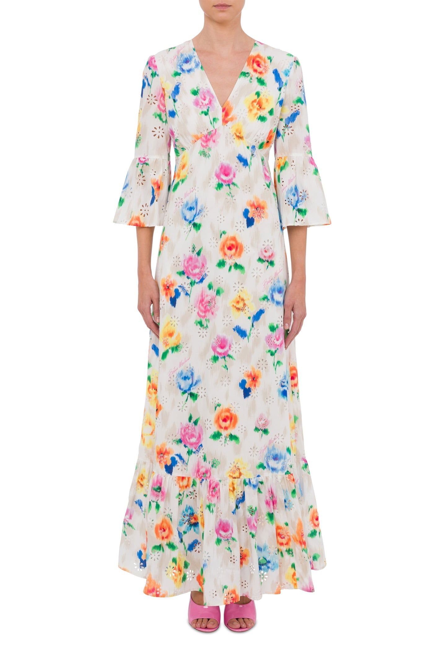 FLOWER CHINÉ ANGLAISE BRODERIE DRESS WHITE 1