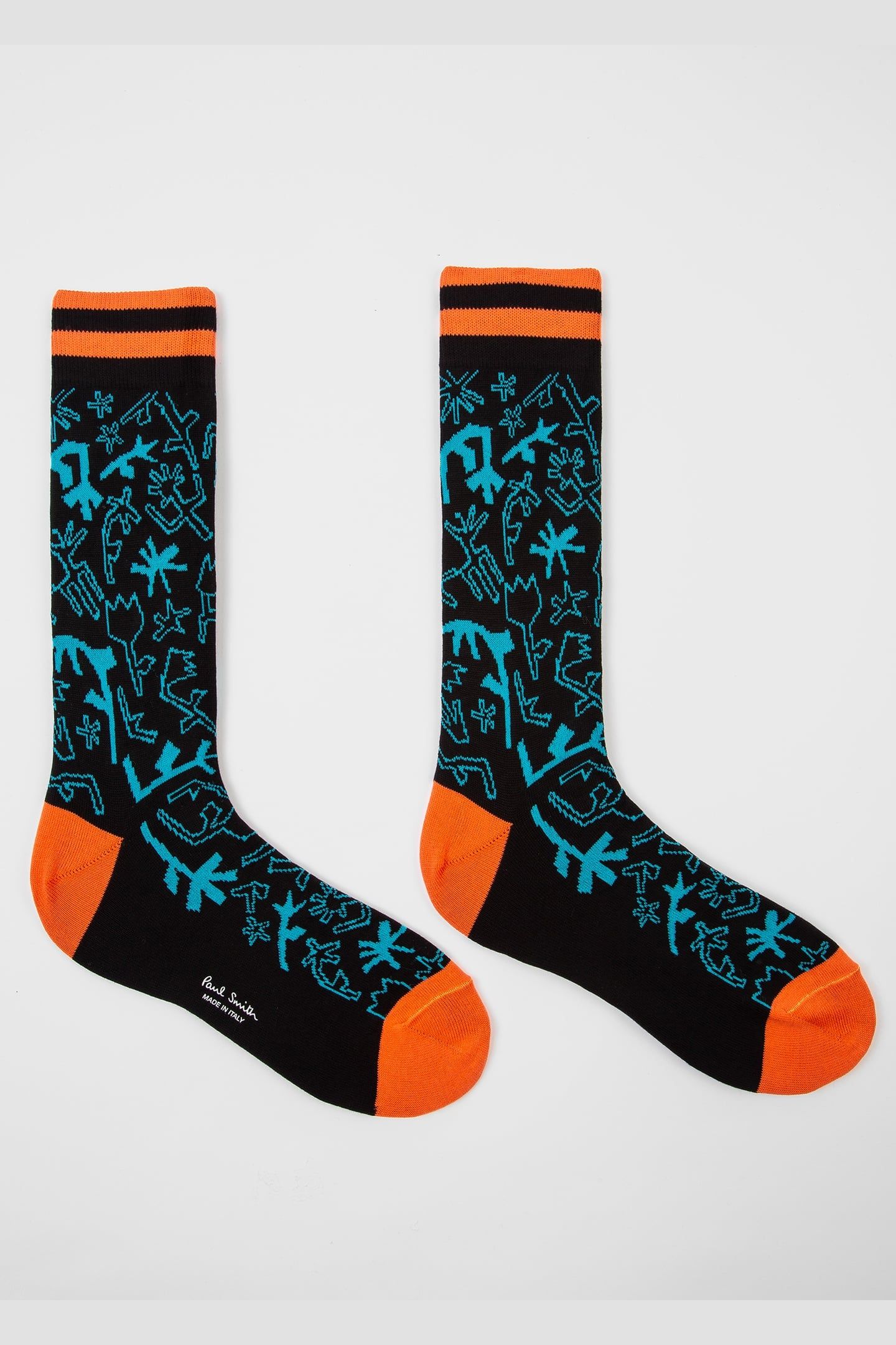 MEN SOCK DANCING FLOWERS BLACK 4