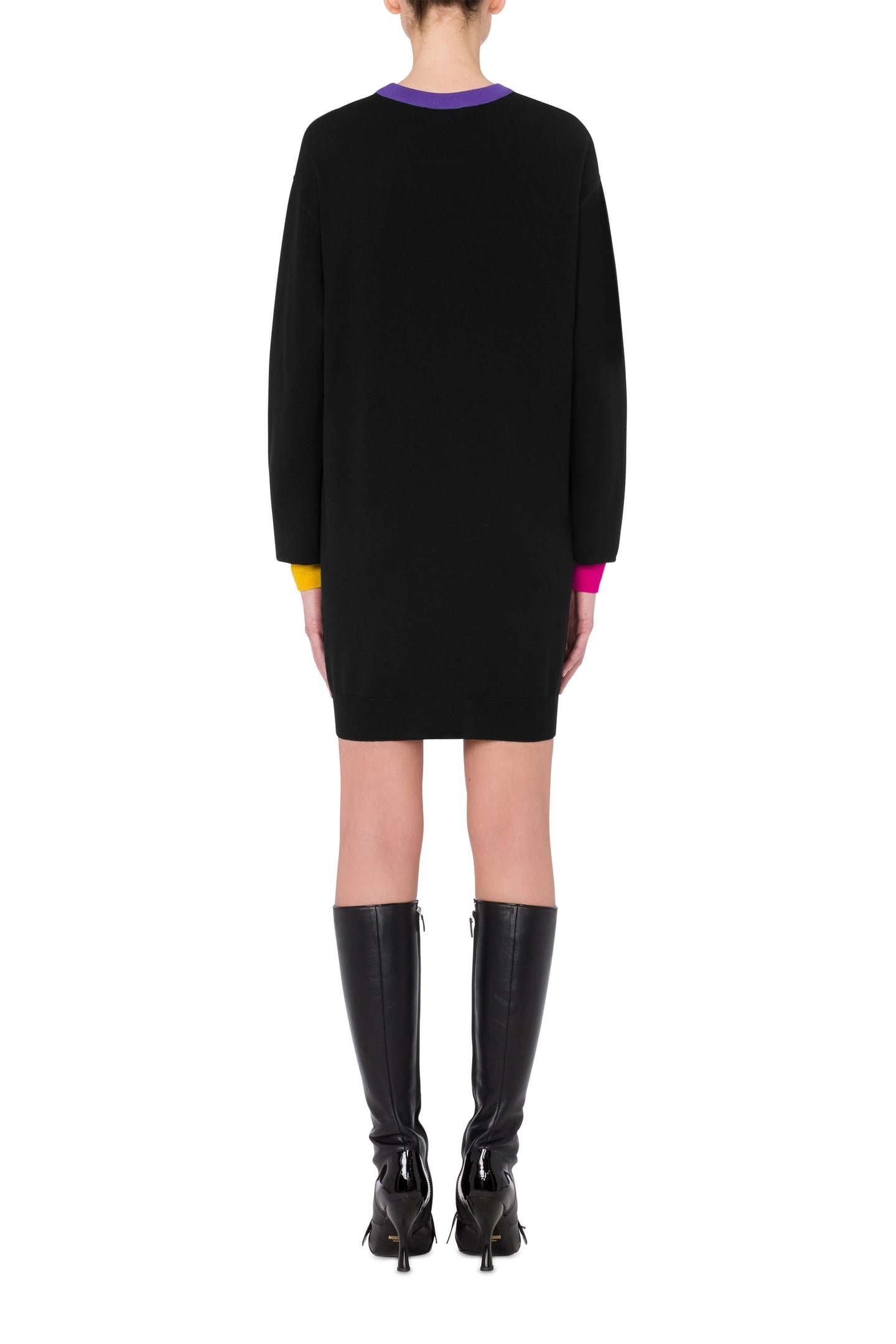 COLOR BLOCK KNIT DRESS BLACK 2