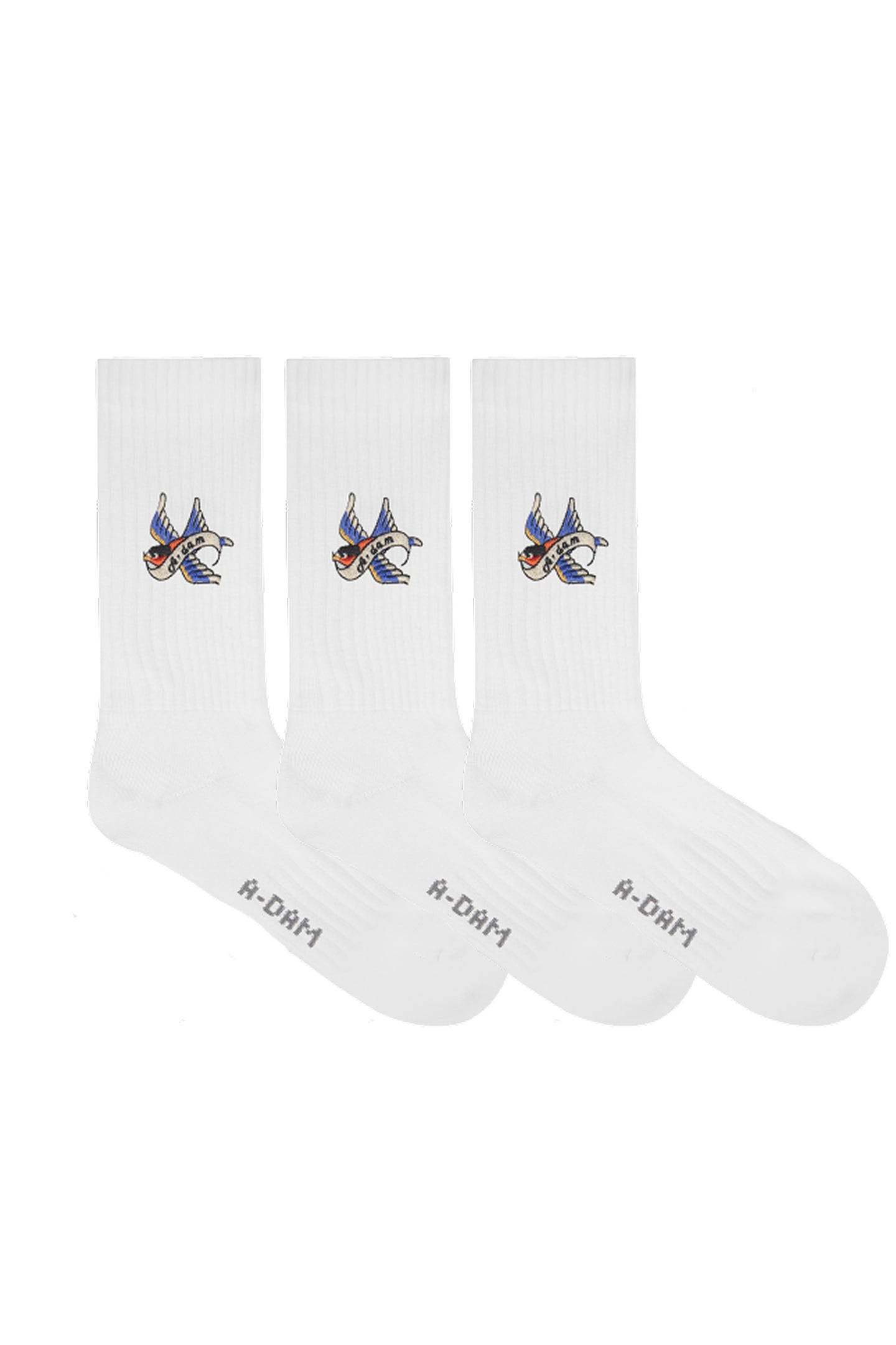A-DAM 3-PACK CREW SOCKS ADAM BIRD WHITE 1