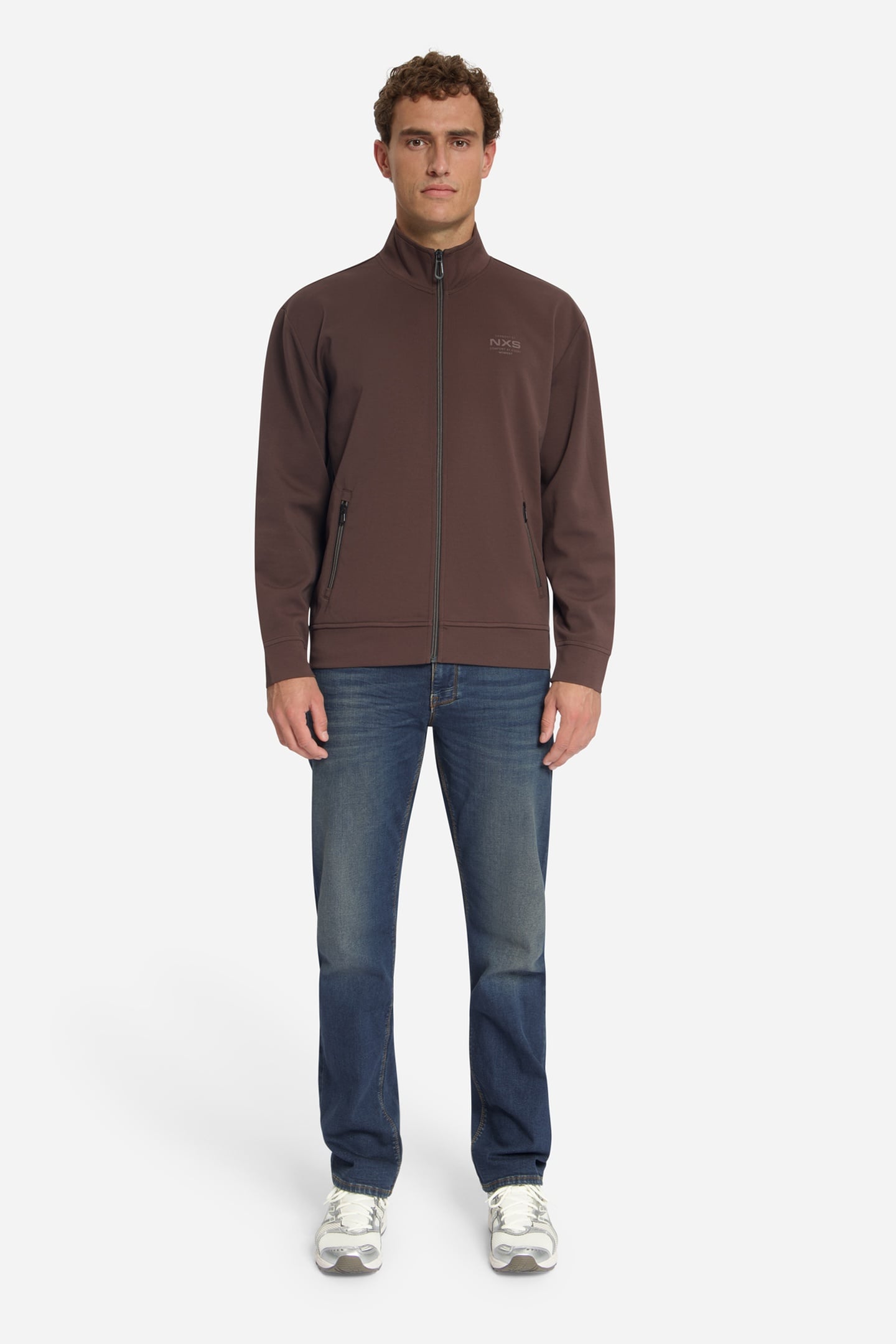 SWEATER FULL ZIP DARK BROWN 1
