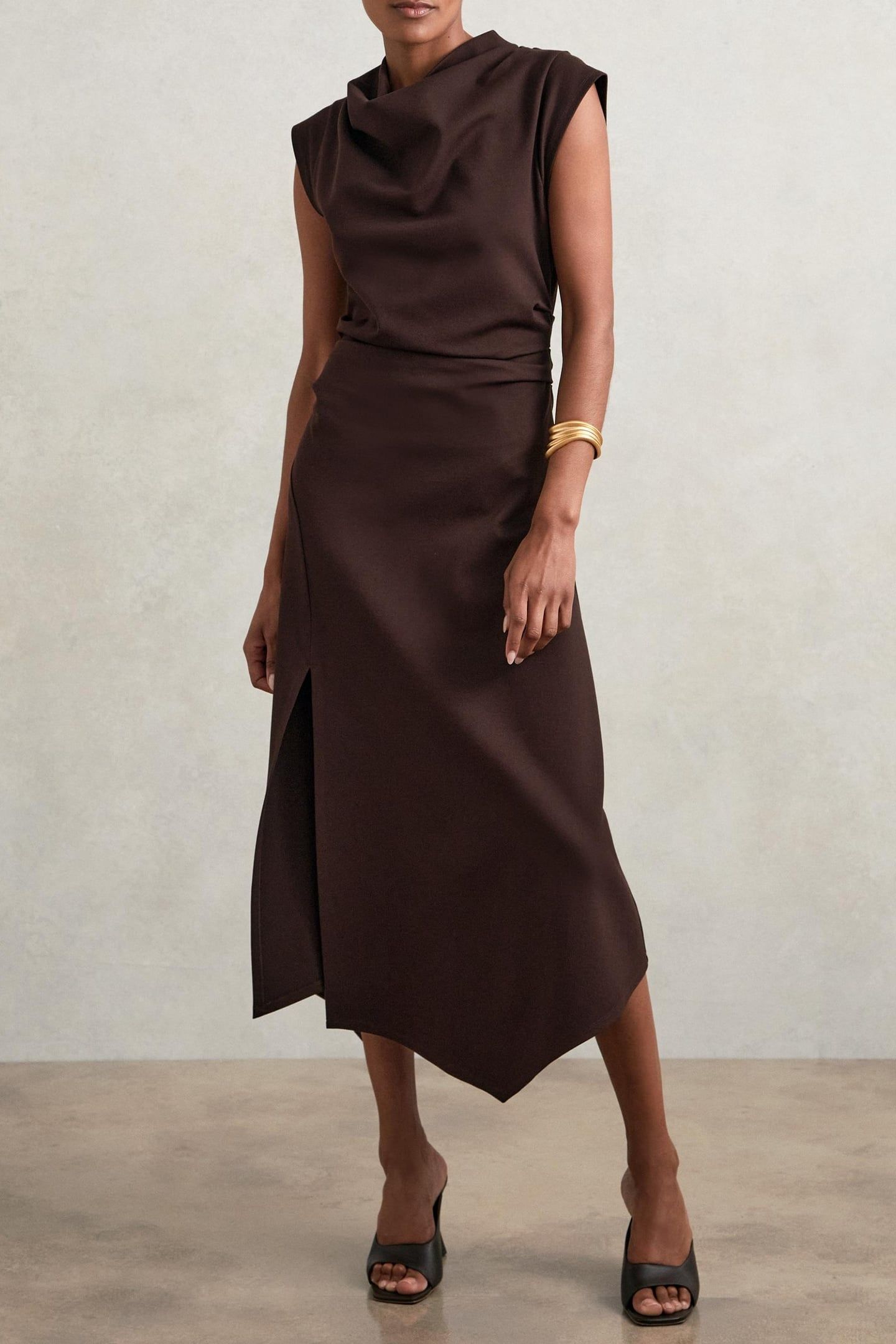 TWILL JERSEY MIDI DRESS BURGUNDY 1