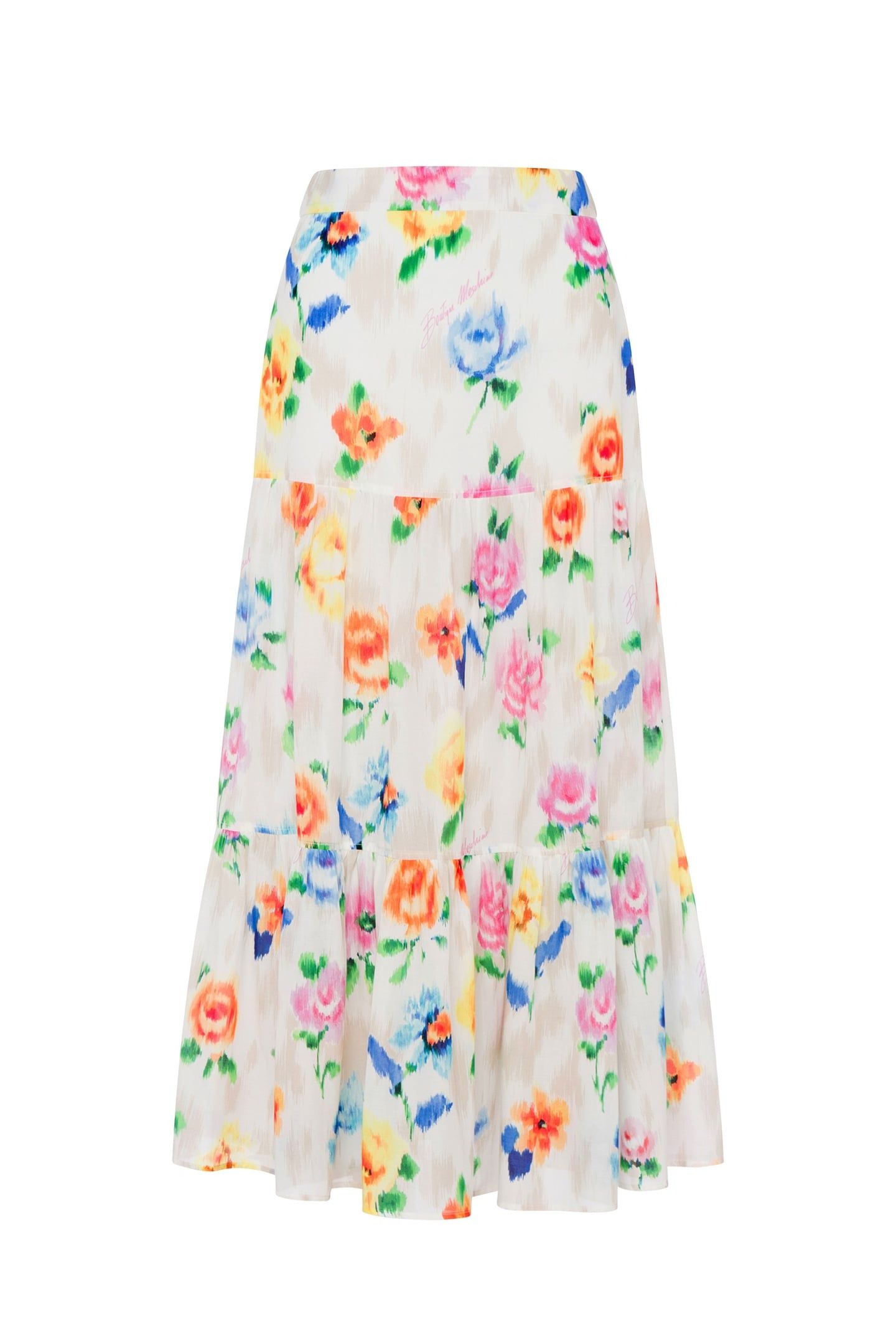 FLOWER CHINÉ SILK AND COTTON VOILE SKIRT WHITE 3