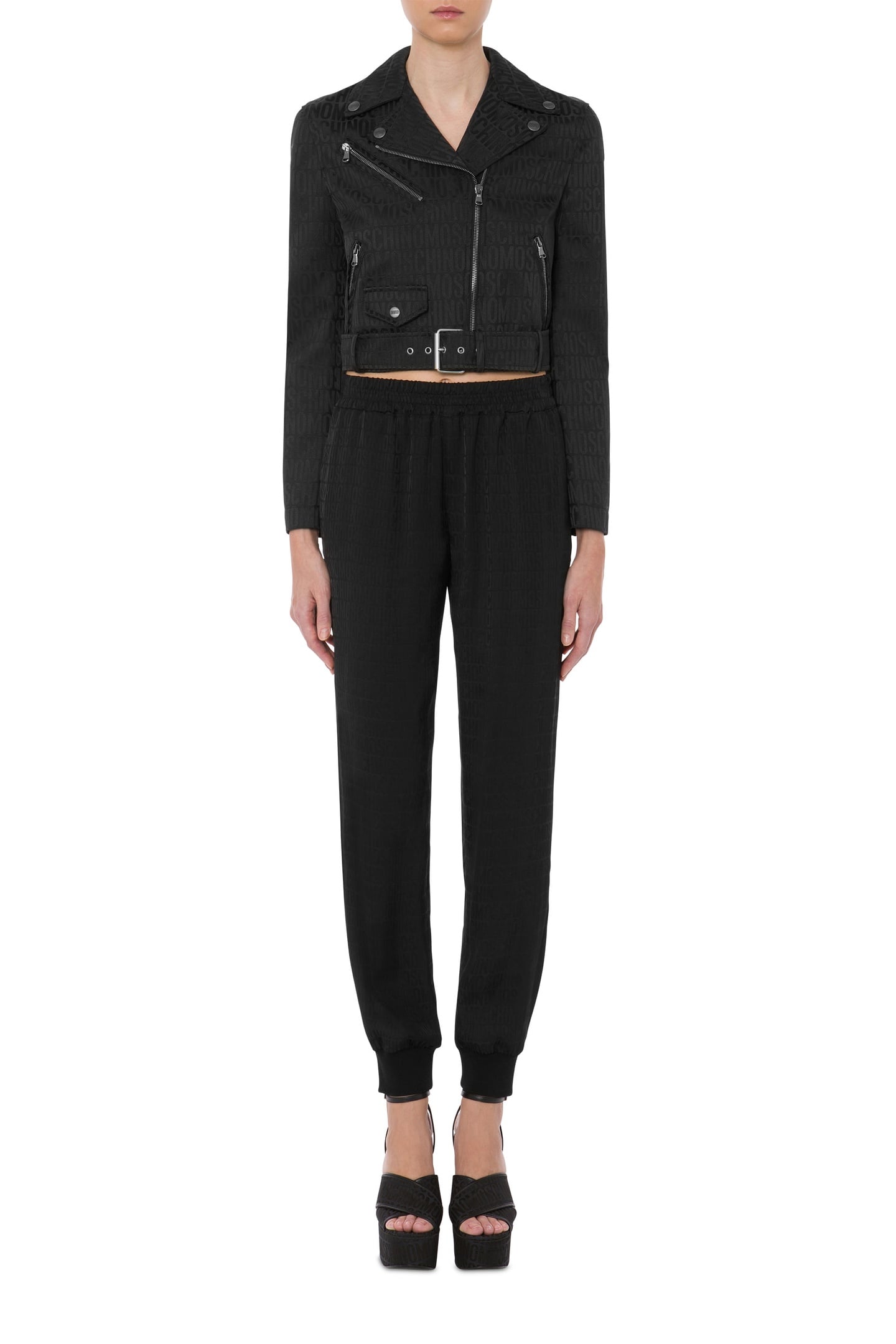 BIKER IN NYLON ALLOVER LOGO BLACK 1