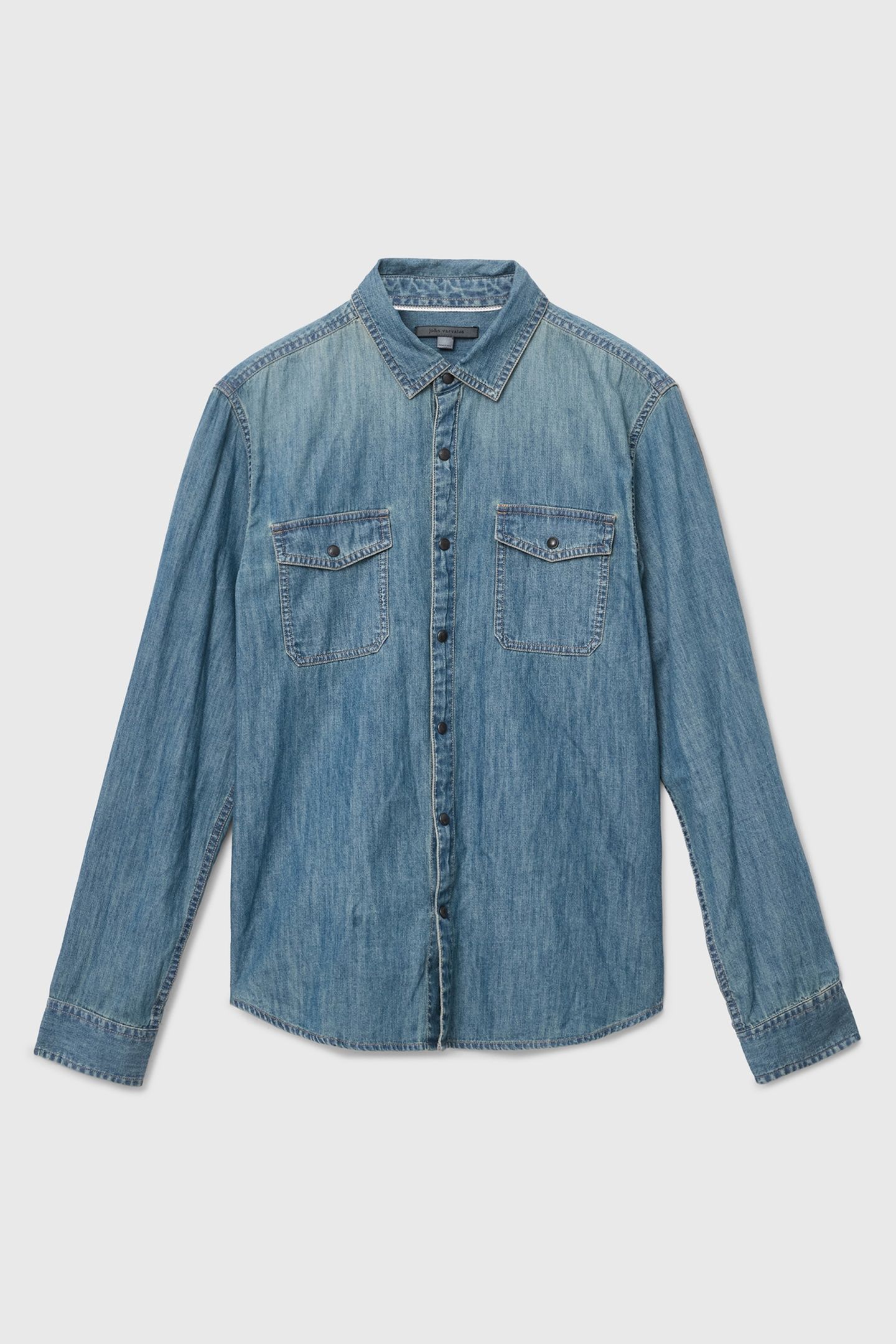 OTTO LS SNAP FRONT PLACKET COLLARED SHIR AGED BLUE 2