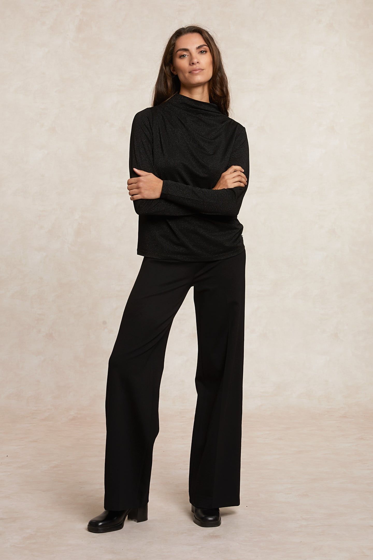 FANCY LUREX MOCK NECK T-SHIRT BLACK 3