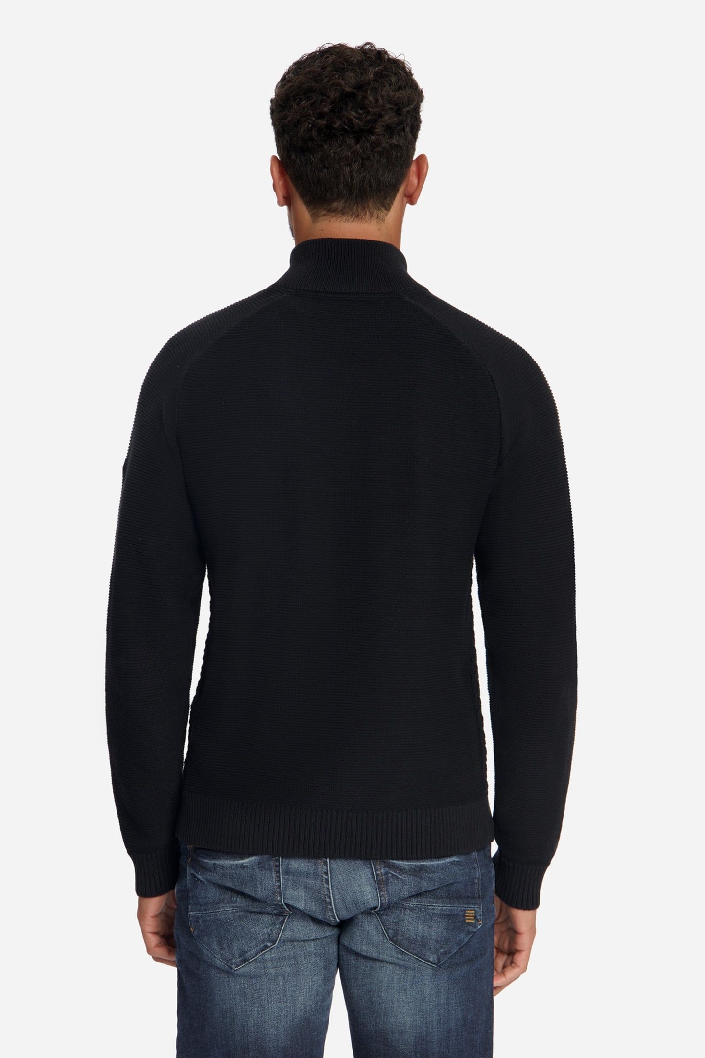 PULLOVER HALF ZIP CABLE KNIT BLACK 2