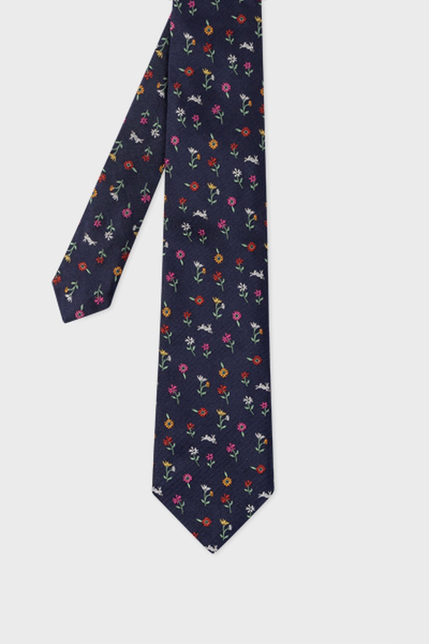 MEN TIE FLORAL RABBIT NAVY 3
