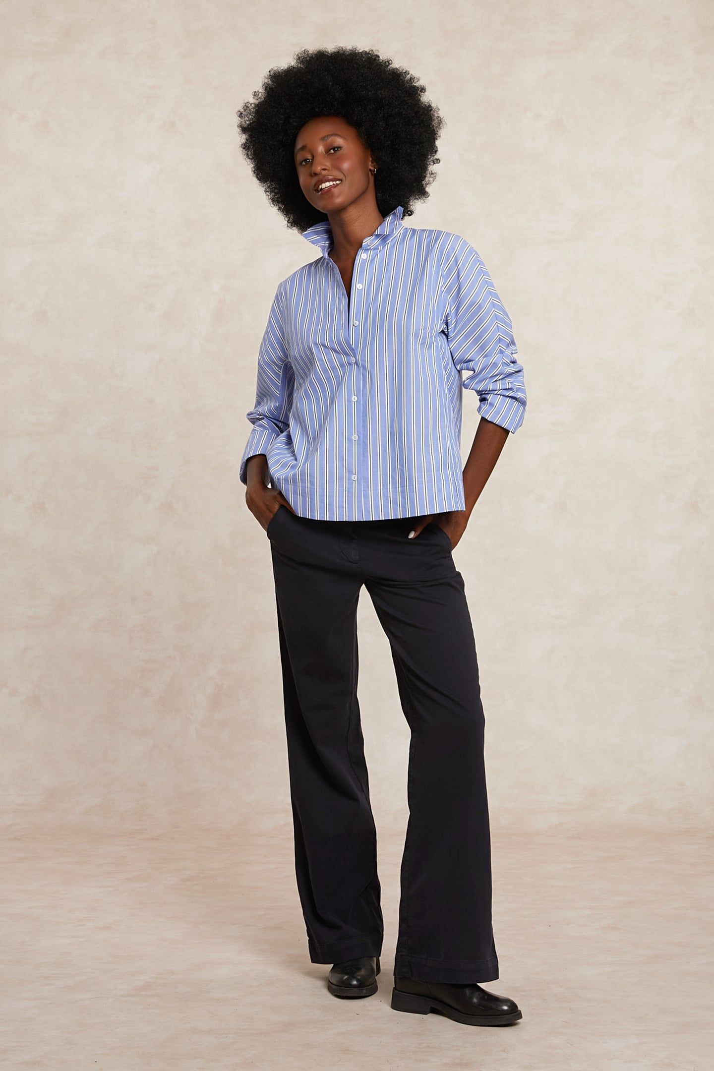 STRIPED CLASSIC BLOUSE BLUE/WHITE 3