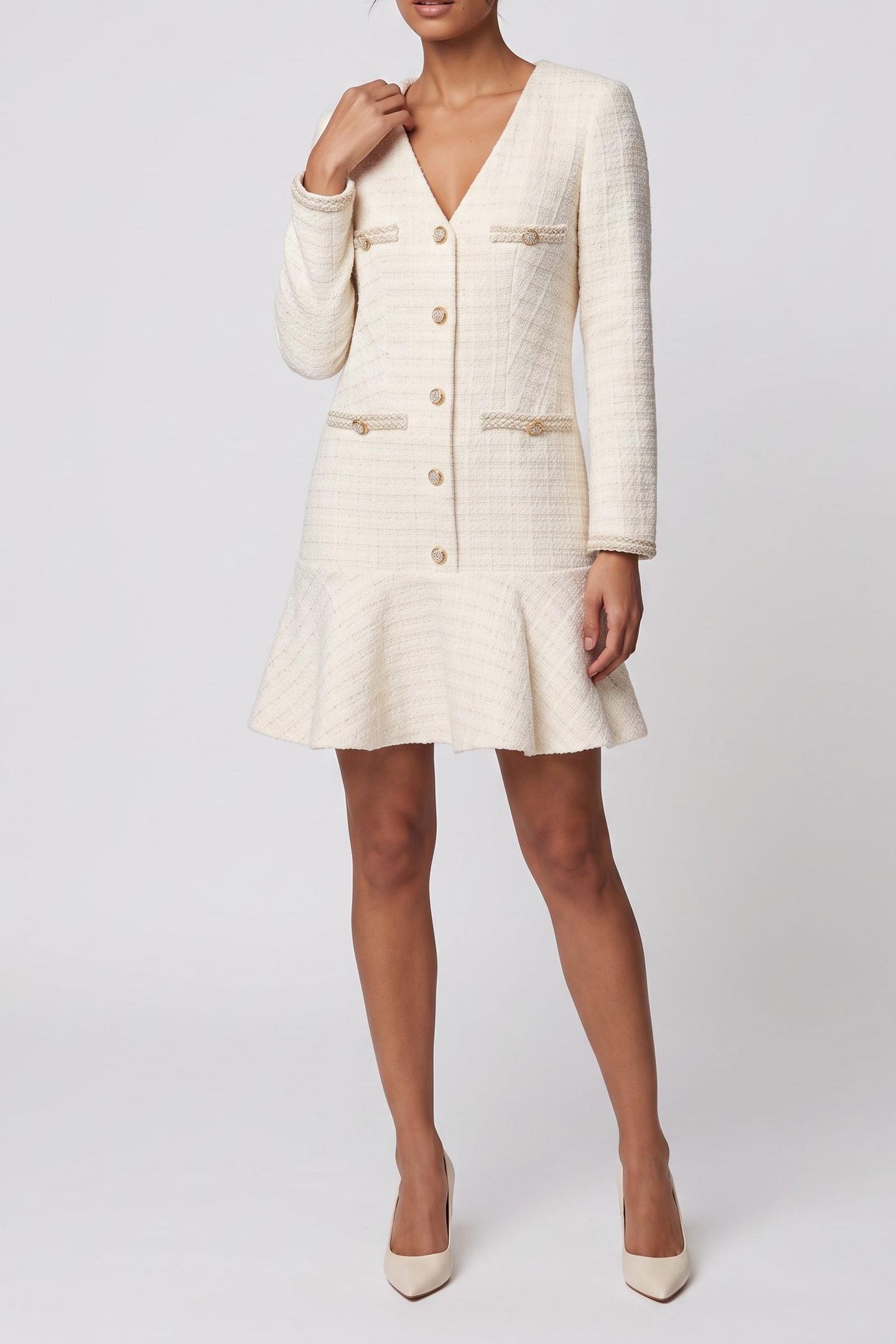 SUE FRILL LS MINIDRE MACADAMIA MULTI 1