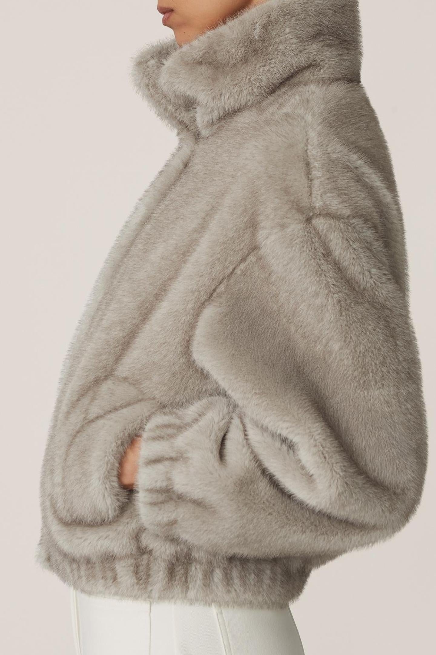 FAUX FUR CASUAL JACKET GREY 4