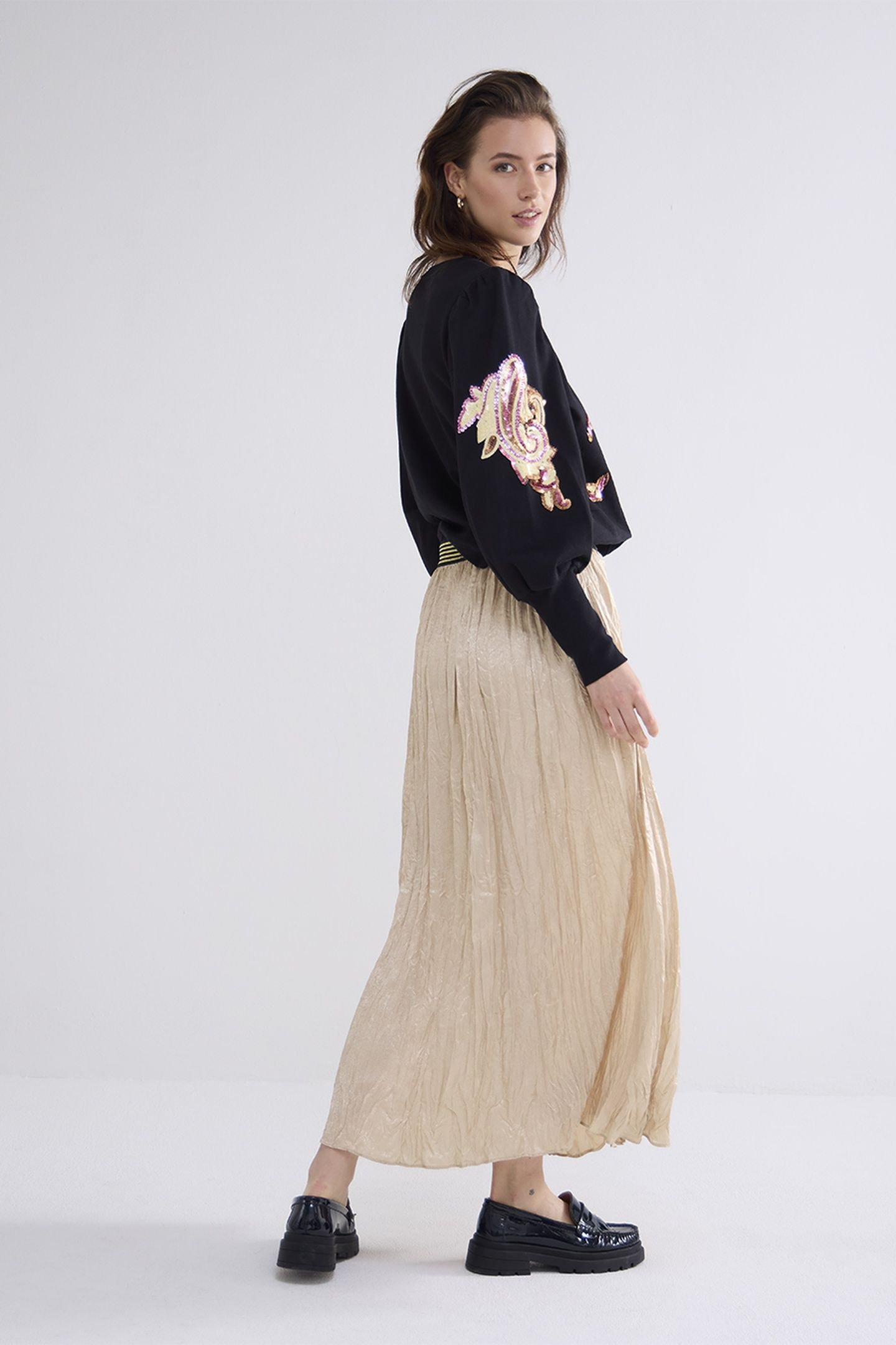 SKIRT LAMEE METALLIC CRINCKLE GOLD 2