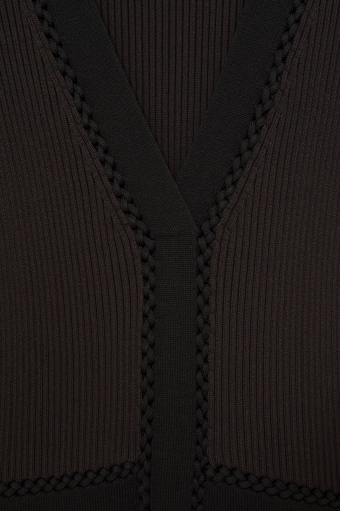 CRAFT DETAIL KNITTED MIDI DRESS CHOCOLATE BROWN/BLACK 5