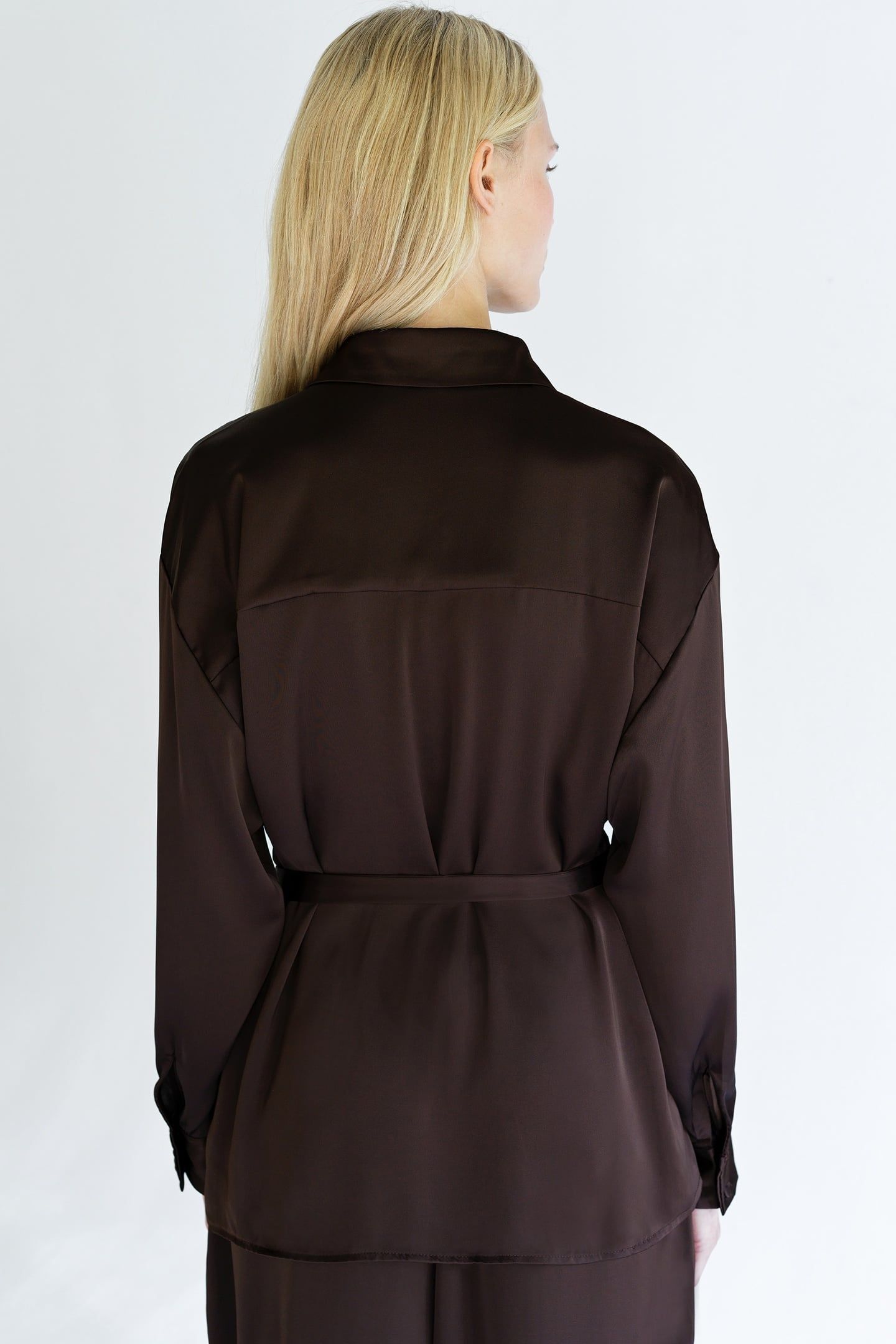 BERNADETTA SATIN TIE BELT SHIR BITTER CHOCOLATE BITTER CHOCO 4