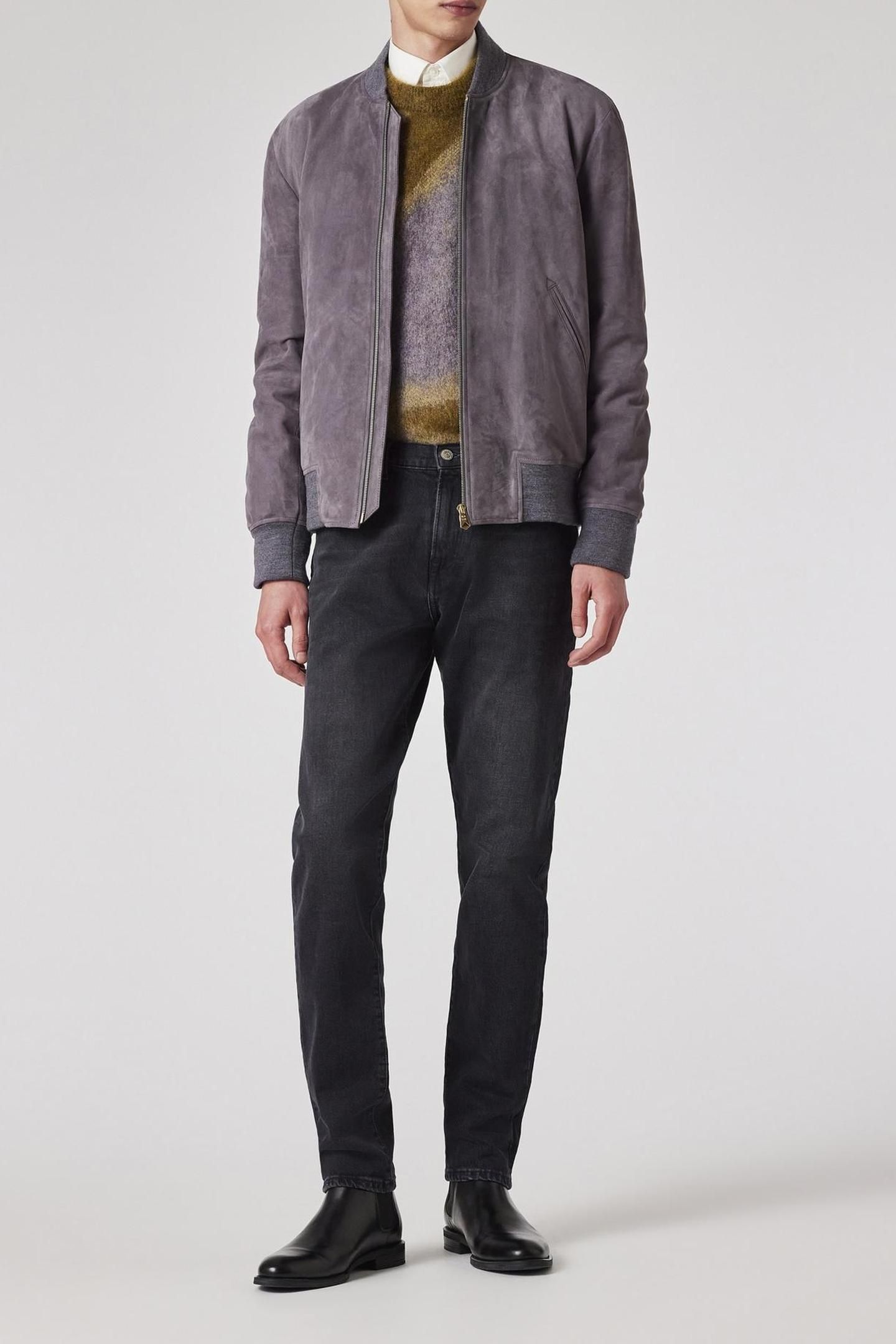 MENS REGULAR FIT SUEDE BOMBER JACKET MAUVE 3