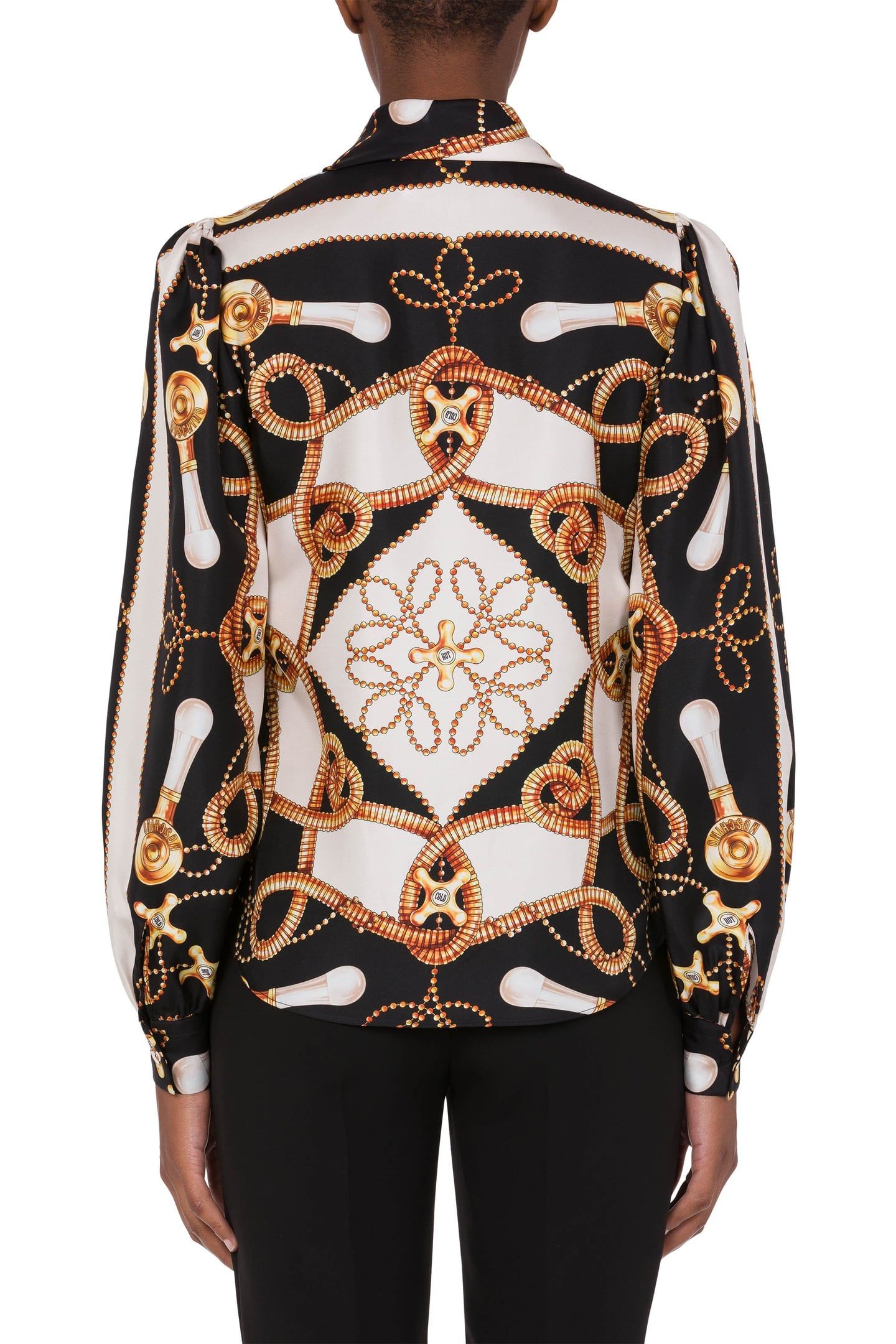 SILK BLOUSE FAUCETS PRINT BLACK 2