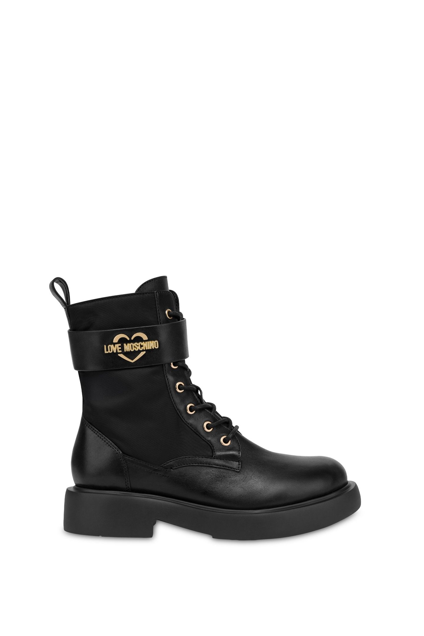 CALFSKIN AND NYLON ANKLE BOOTS BLACK 1