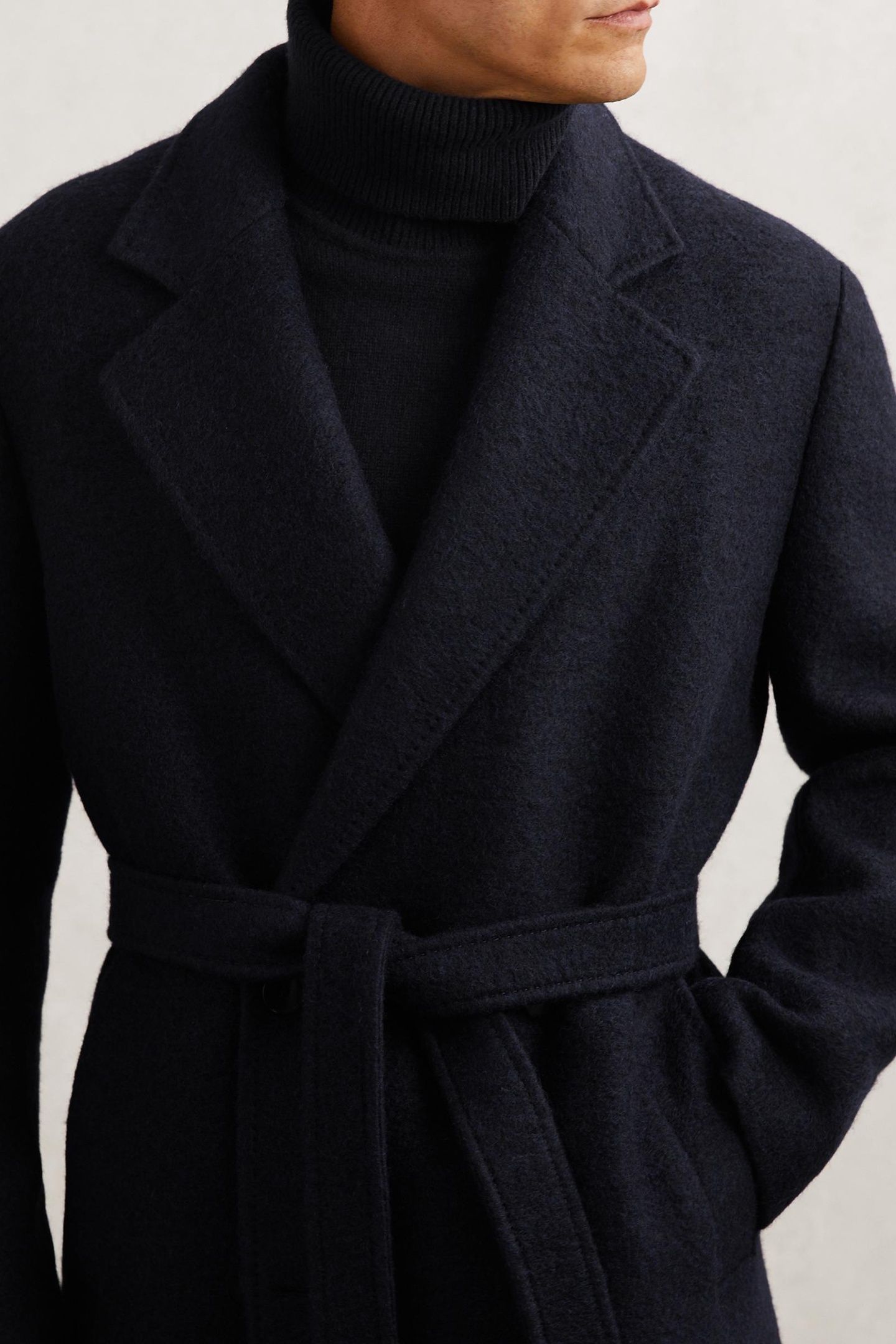LS BOUCLE DB BELTED OVERCOAT NAVY 6