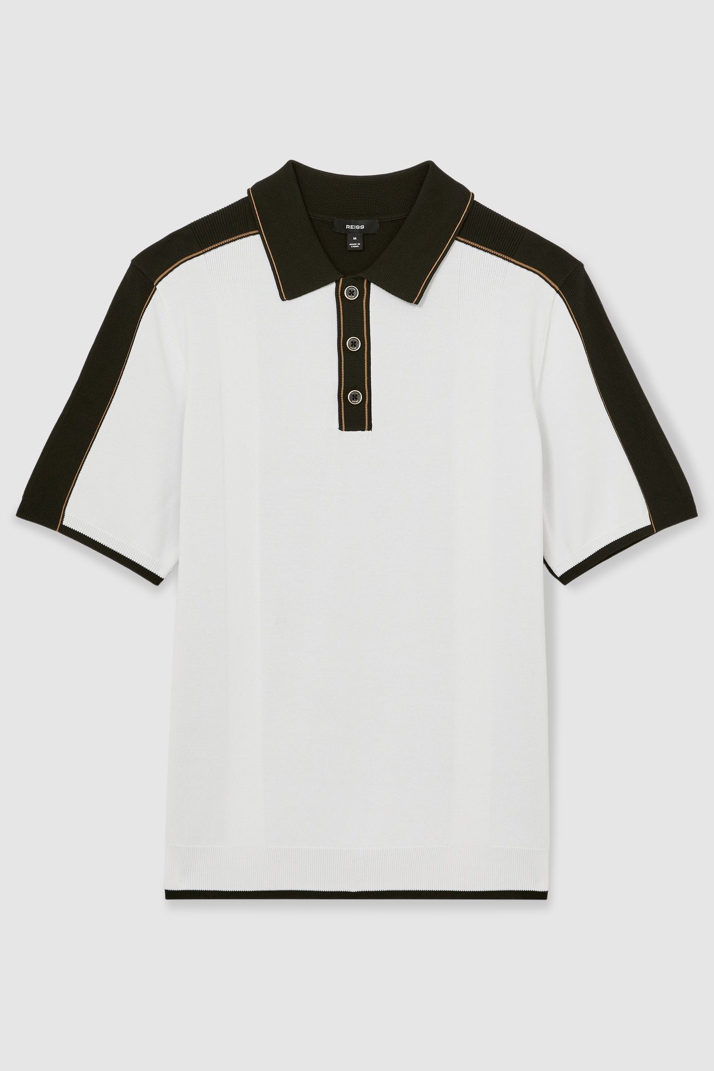 SS PRESS STUD TIPPED POLO OPTIC WHITE/GREEN 4