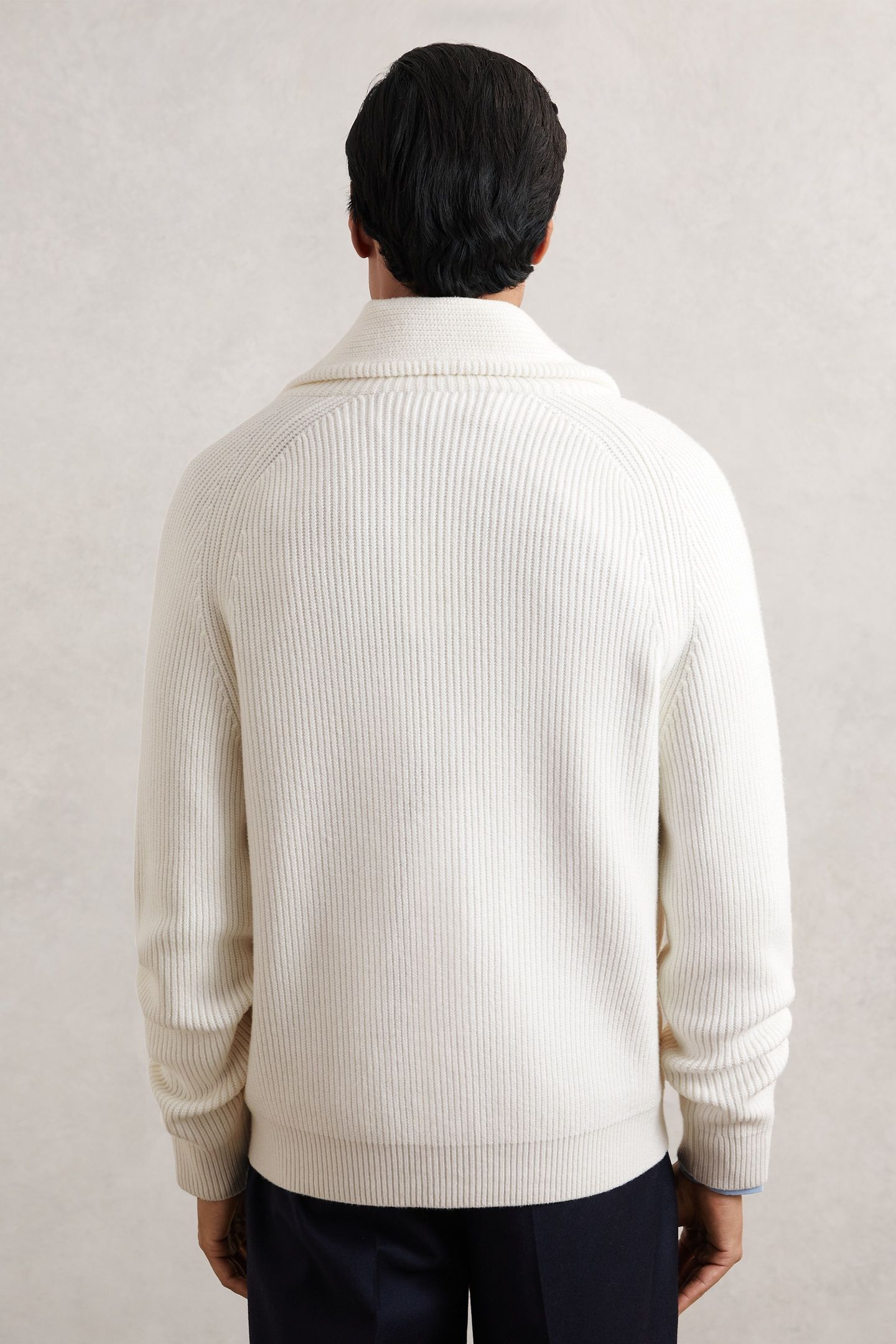 LS SHAWL COLLAR RIBBED CARDIGAN WINTER WHITE 2