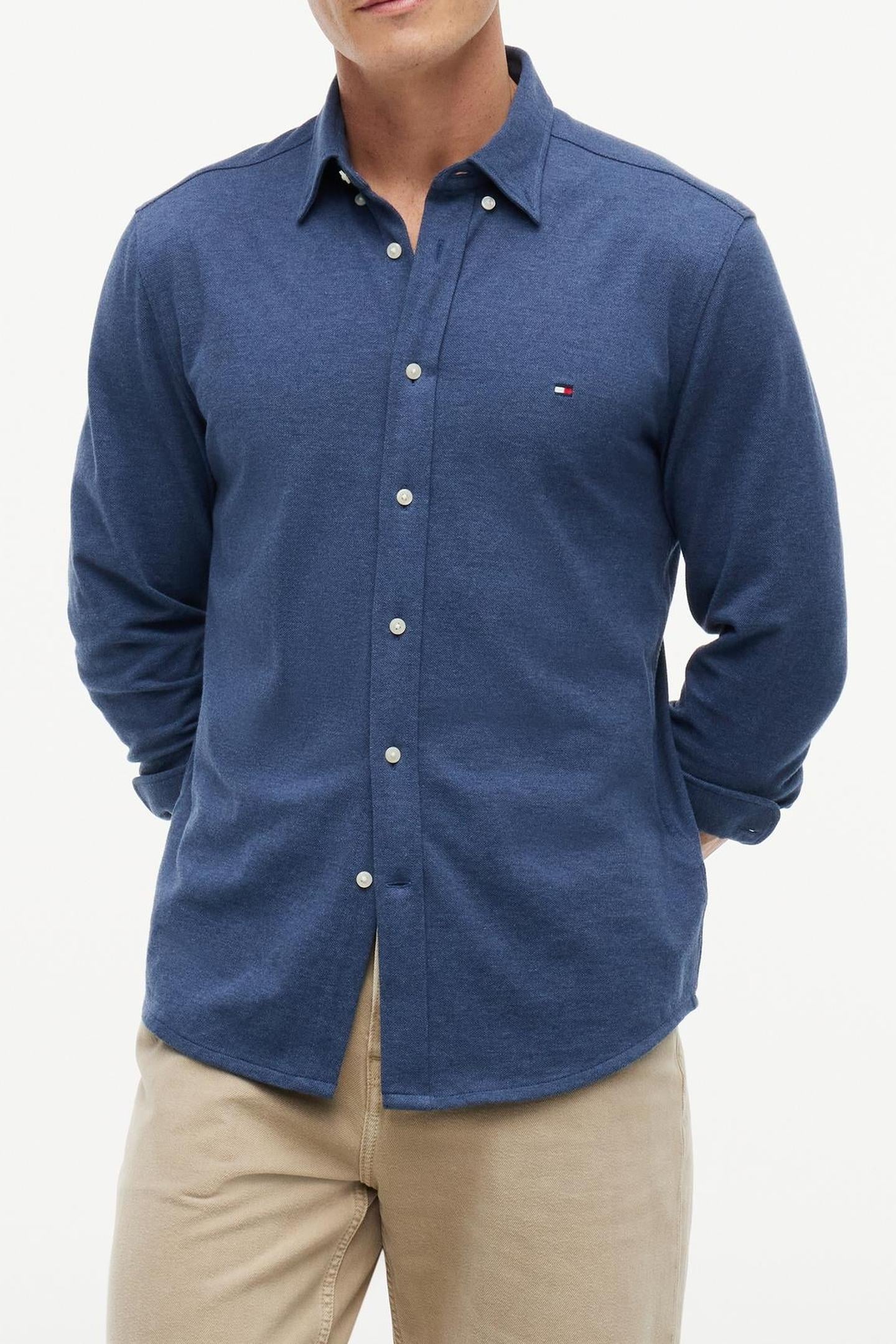 KNIT PIQUE SHIRT DARK BLUE HEATHER 1