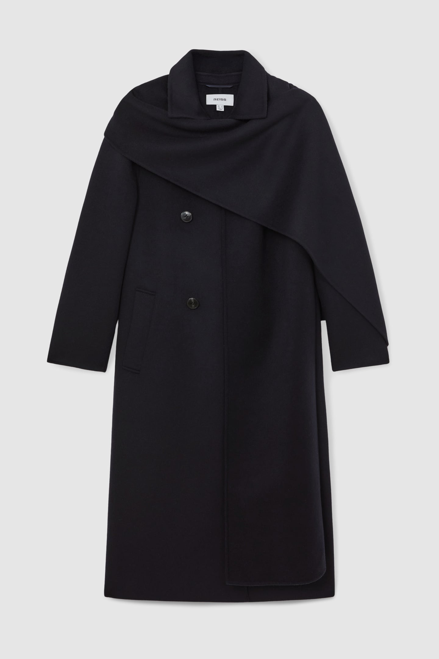 LONG SCARF BLINDSEAM COAT NAVY 6