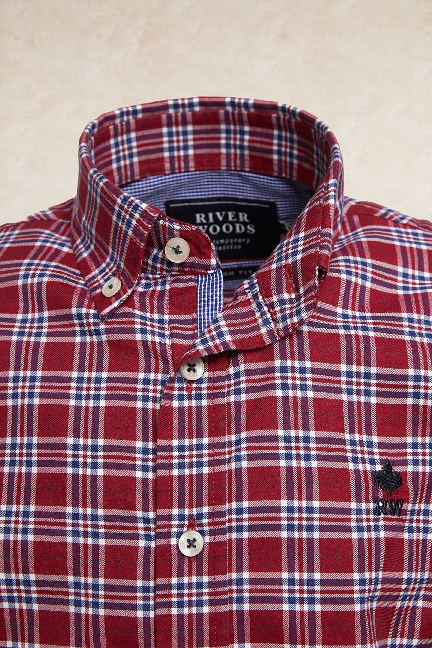 CUSTOM FIT CHECKED SHIRT RED/BLUE 3
