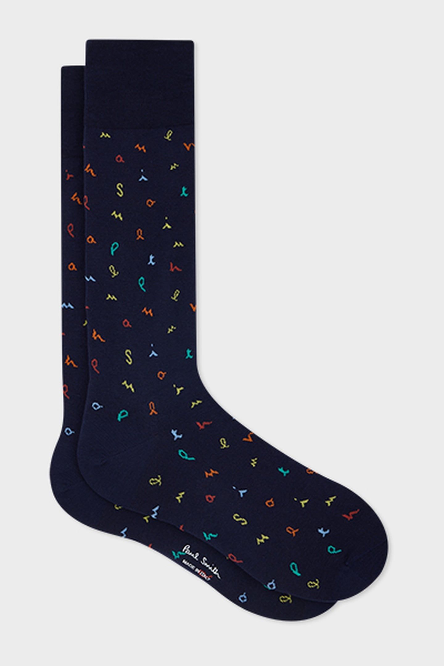 MEN SOCK GARY LETTERS NAVY 4