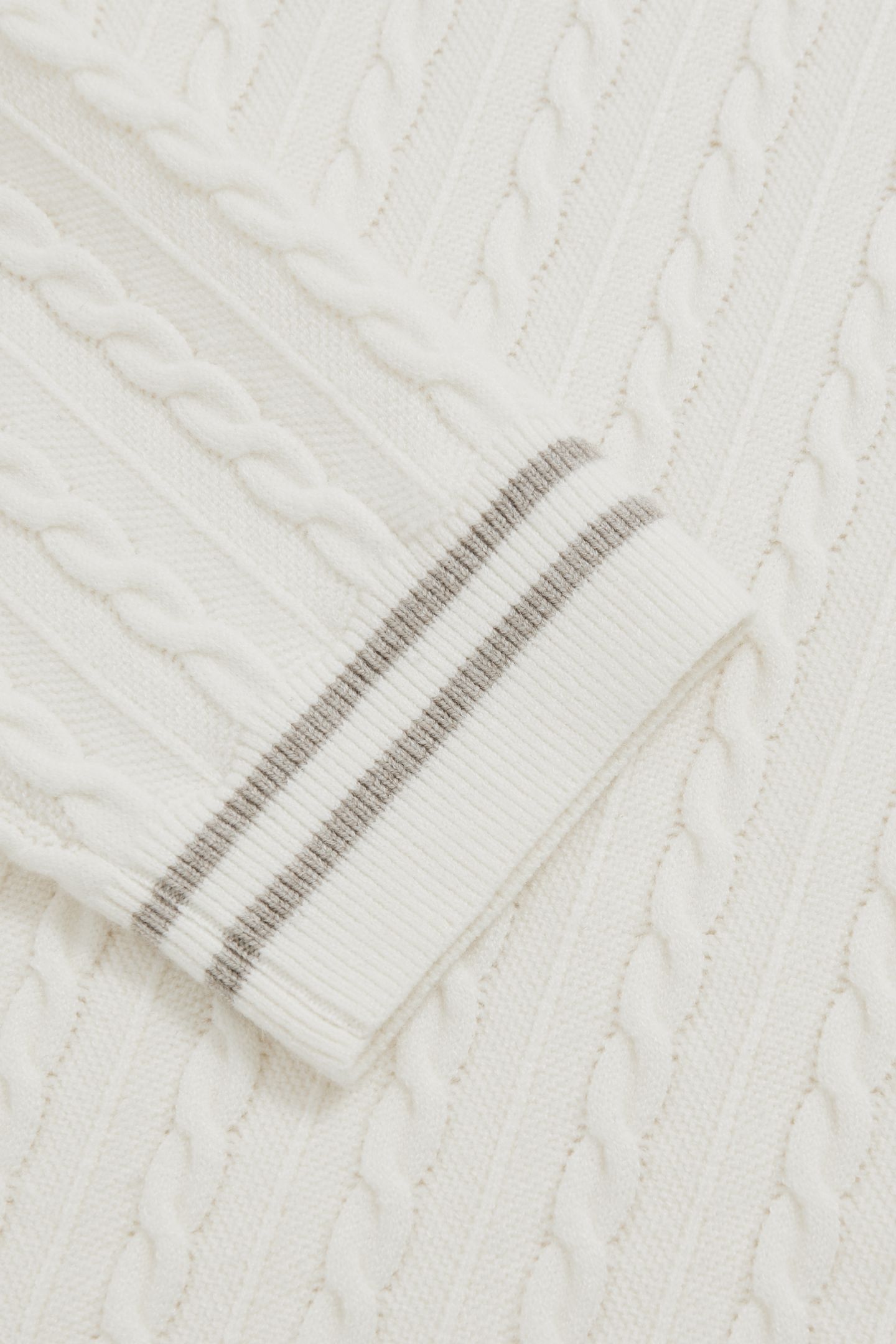 LS CREW NECK TIPPED CUFF CABLE JUMPER WHITE 5