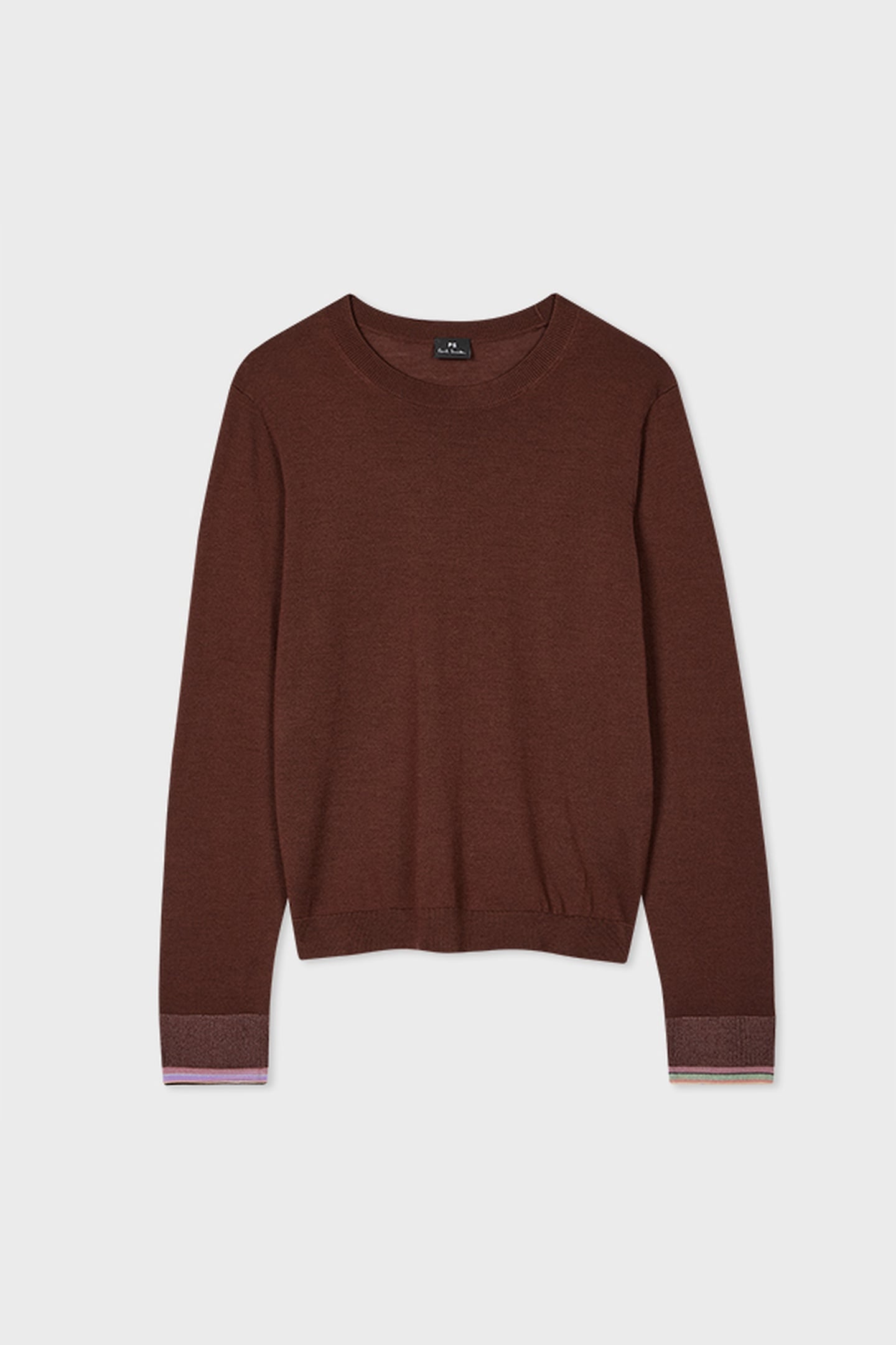 WOMENS KNITTED SWEATER CREW NECK DARK BROWN 2