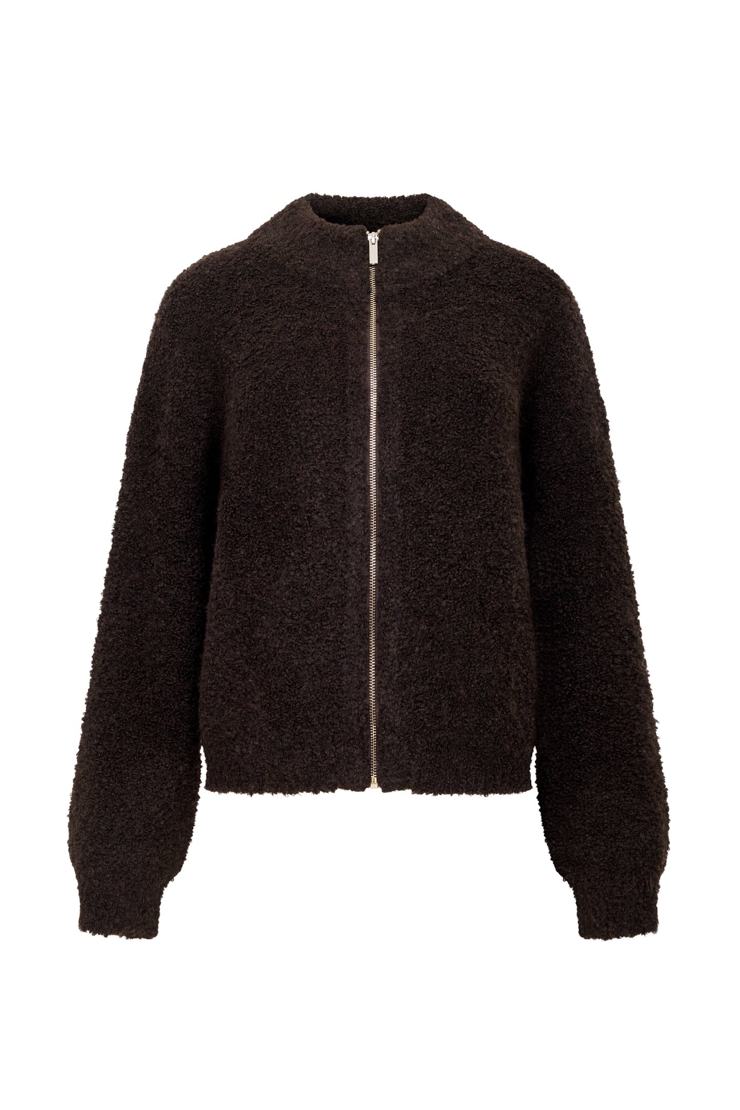 RENEE BOUCLE LS ZIP THROUGH BITTER CHOCOLATE 3