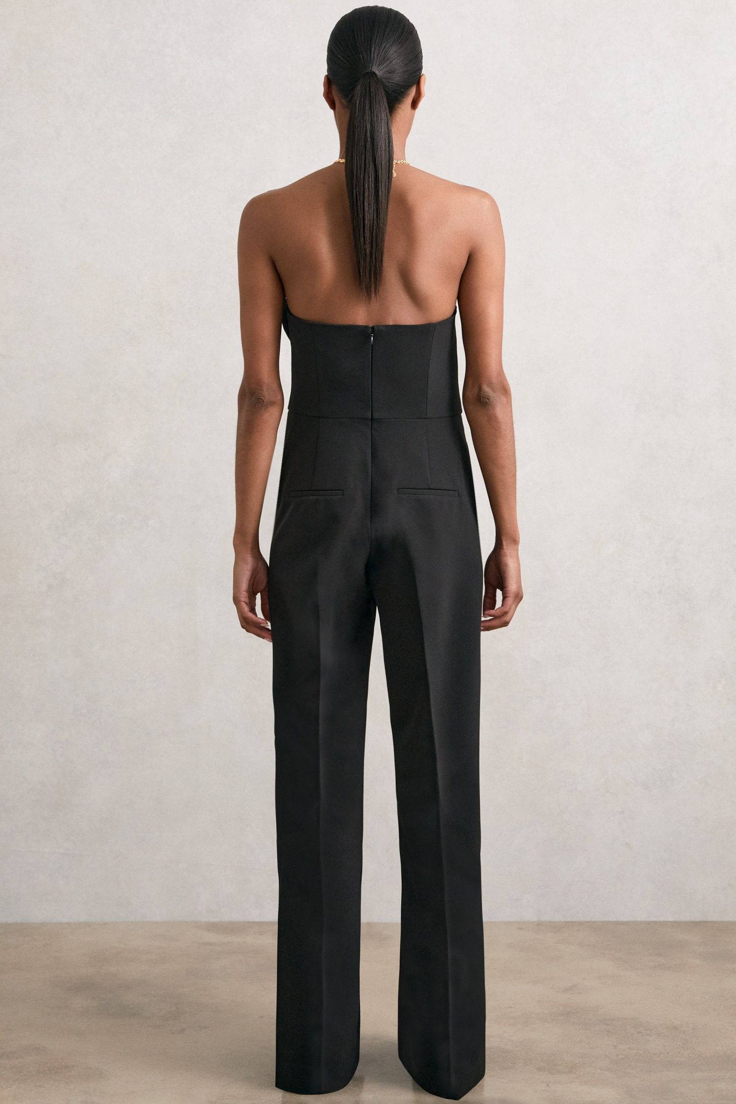 STRUCTURED BANDEAU JUMPSUIT BLACK 3